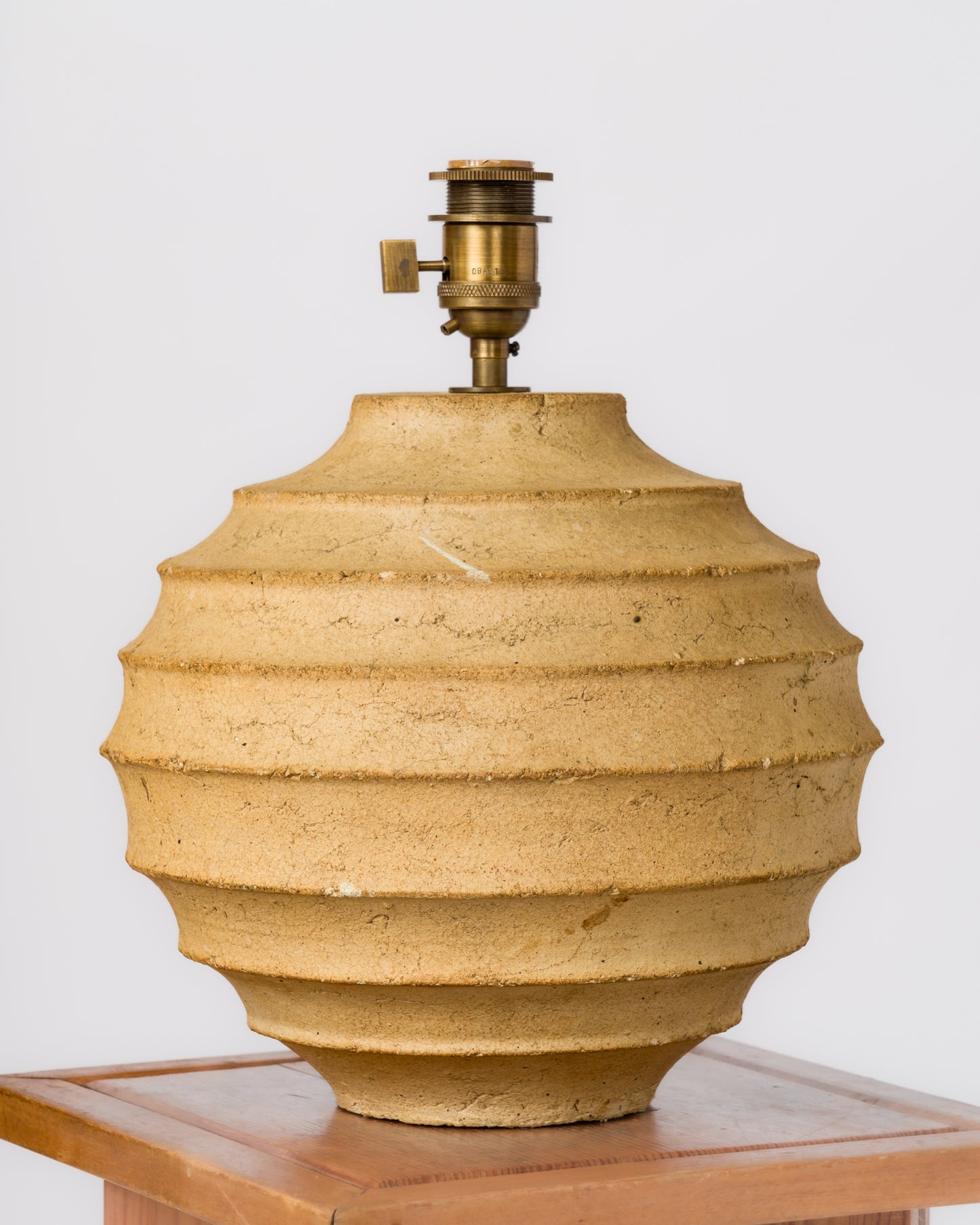 Stepped Pattern "Terre Chamotée" Clay Table Lamp - France 1980's