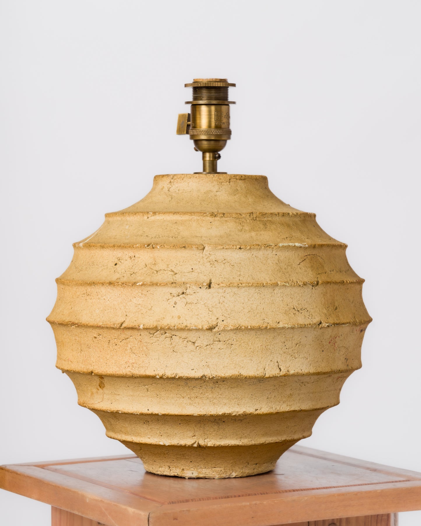 Stepped Pattern "Terre Chamotée" Clay Table Lamp - France 1980's