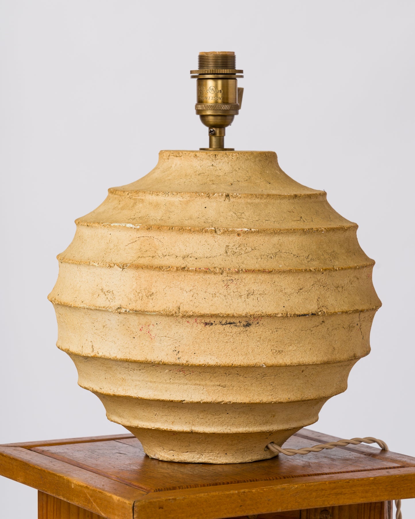 Stepped Pattern "Terre Chamotée" Clay Table Lamp - France 1980's