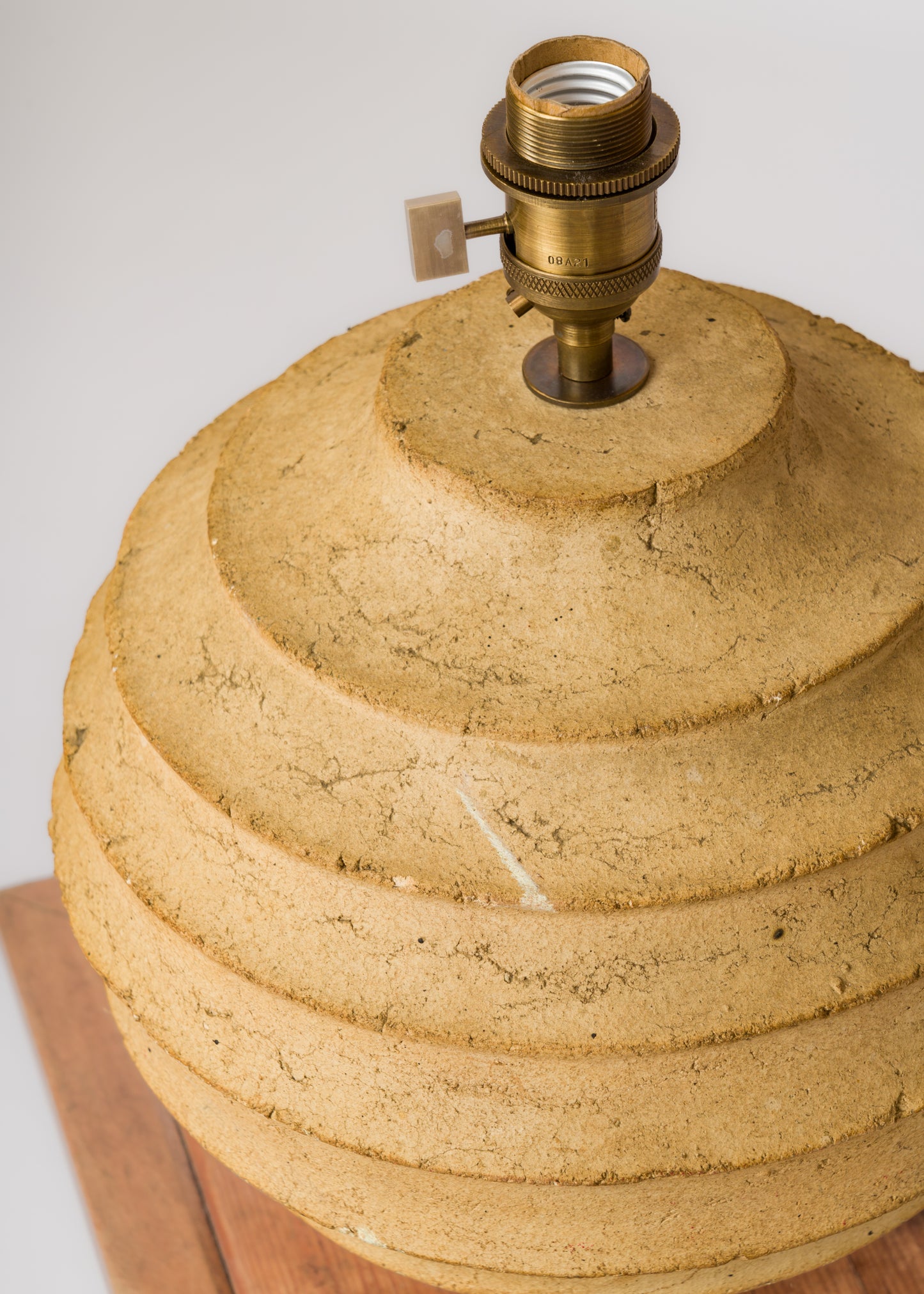 Stepped Pattern "Terre Chamotée" Clay Table Lamp - France 1980's