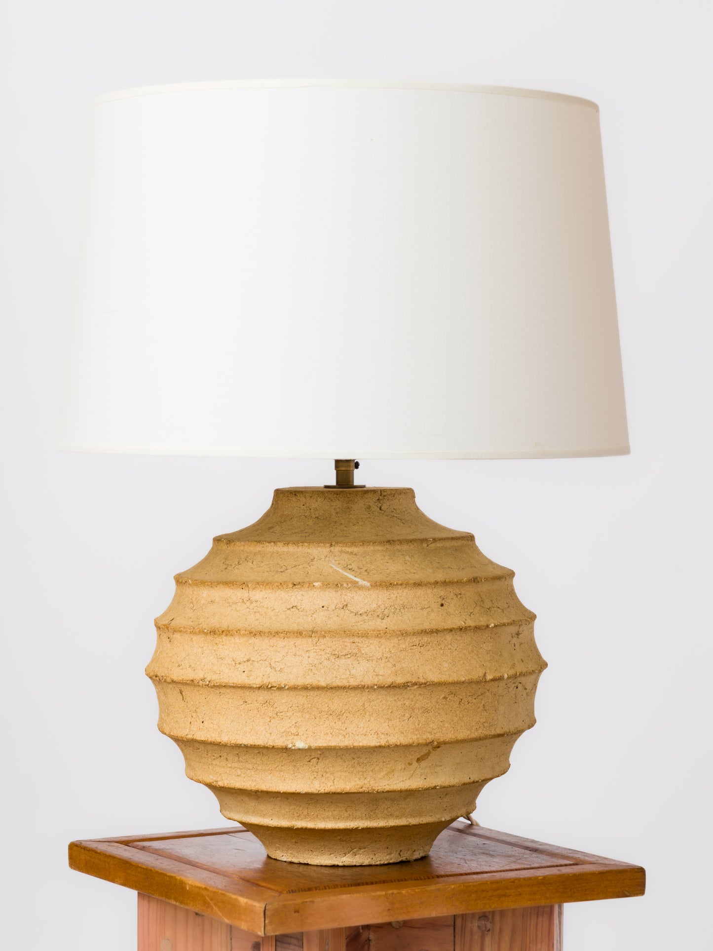 Stepped Pattern "Terre Chamotée" Clay Table Lamp - France 1980's