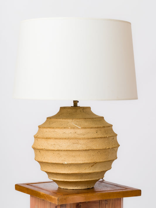 Stepped Pattern "Terre Chamotée" Clay Table Lamp - France 1980's