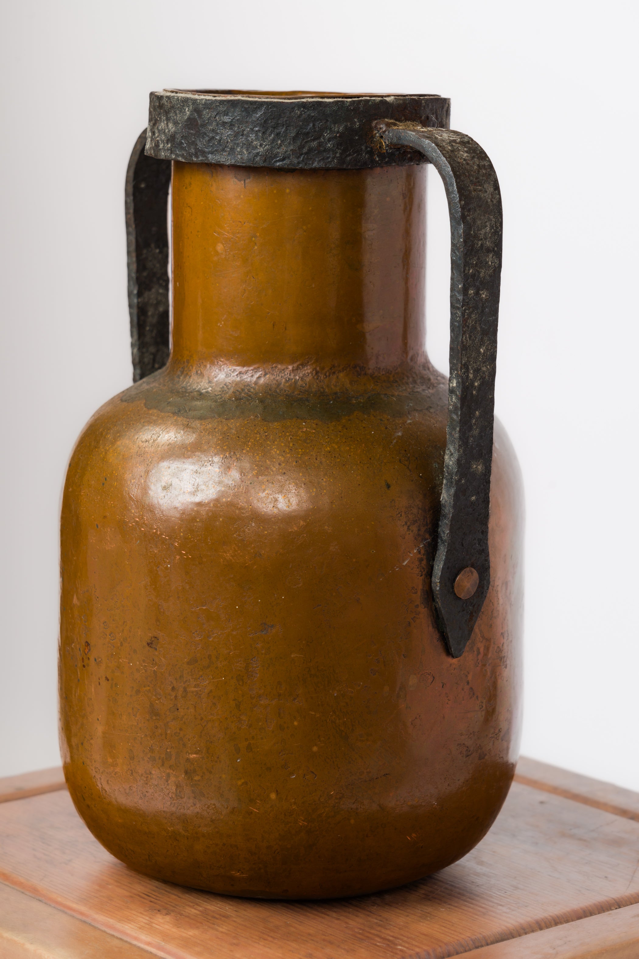 Brutalist Wrought Iron & Copper Vase - France 1960's