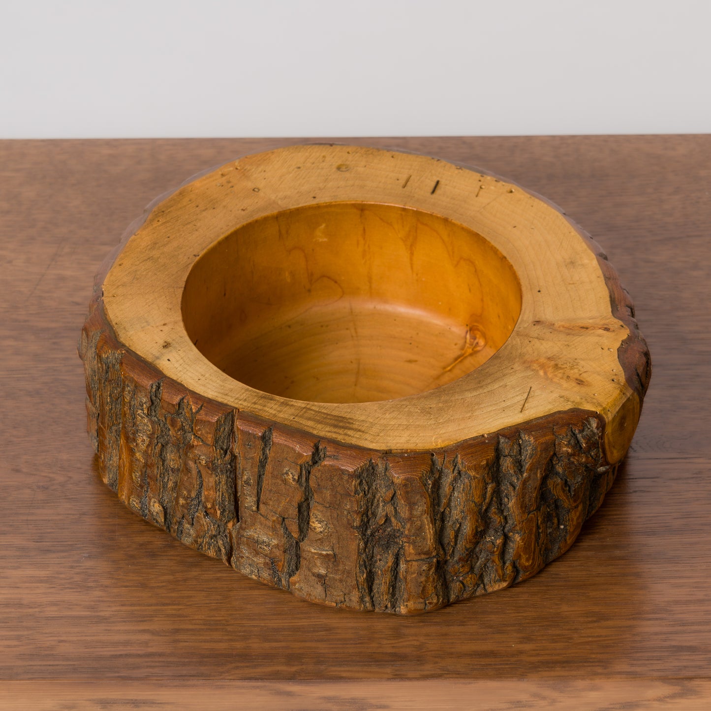 Signed Beech Trunk Section Catch-All by Sowe Konst - Sweden 1970's