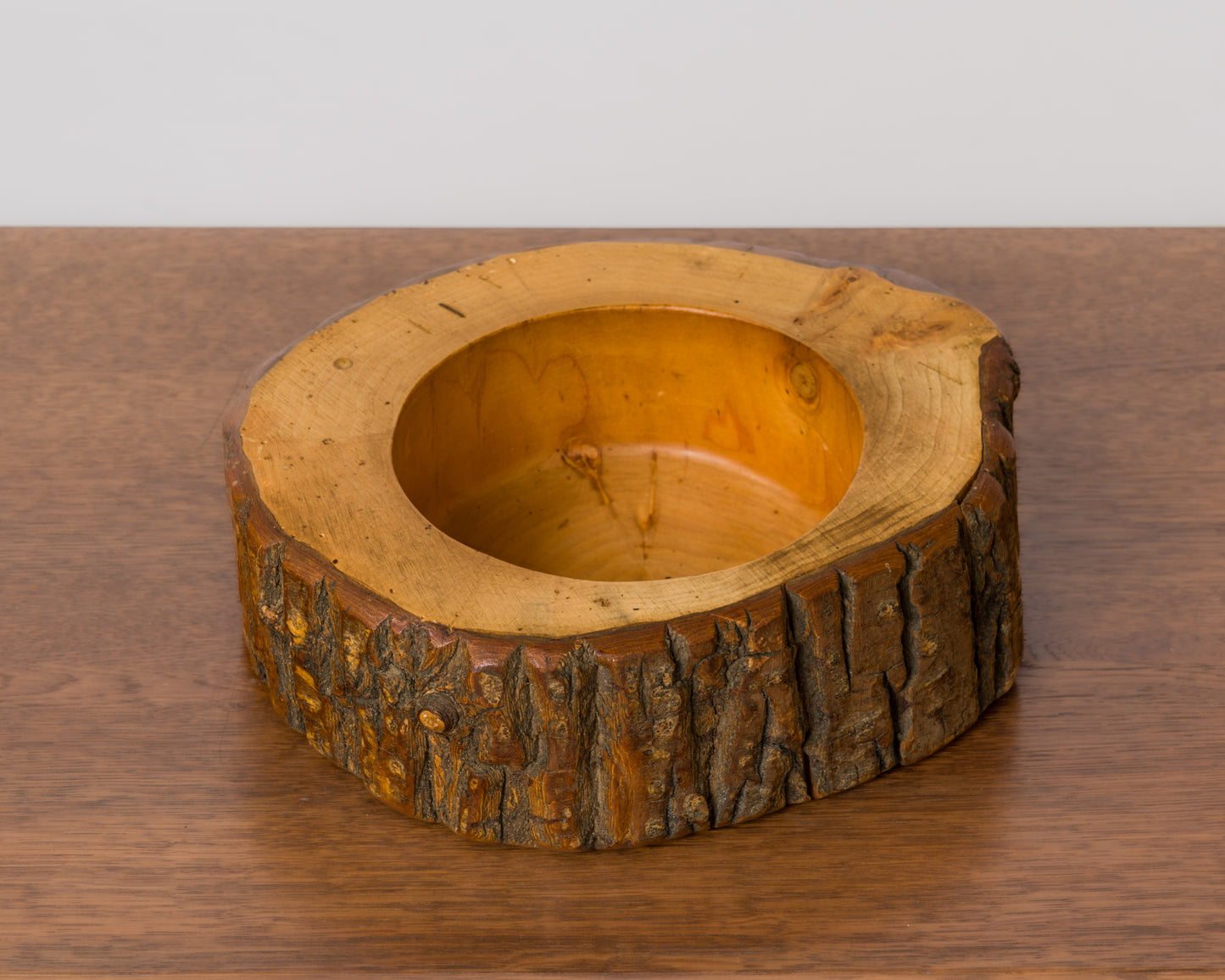 Signed Beech Trunk Section Catch-All by Sowe Konst - Sweden 1970's