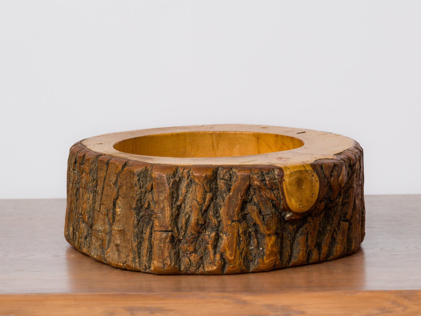 Signed Beech Trunk Section Catch-All by Sowe Konst - Sweden 1970's
