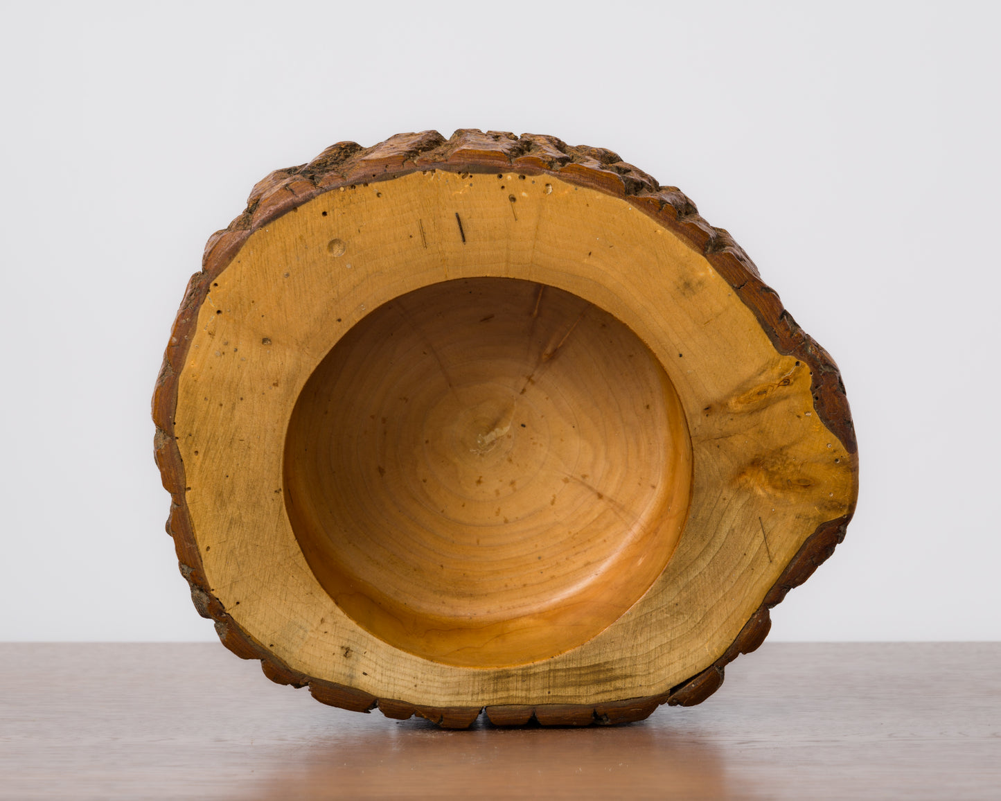 Signed Beech Trunk Section Catch-All by Sowe Konst - Sweden 1970's