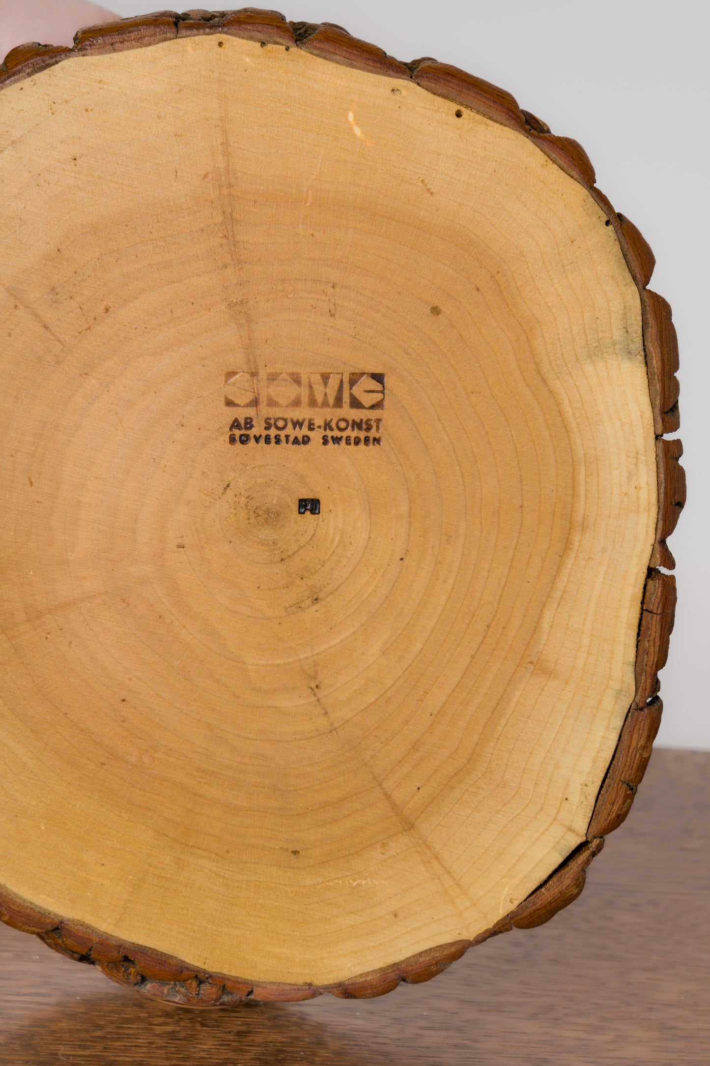 Signed Beech Trunk Section Catch-All by Sowe Konst - Sweden 1970's