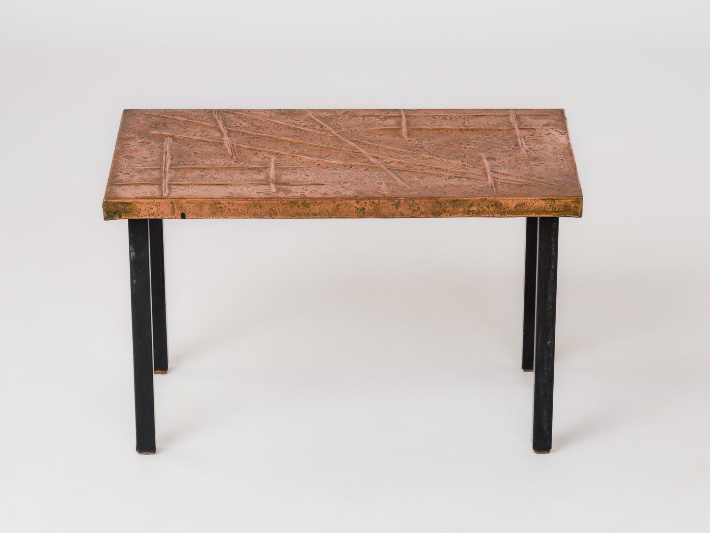 Petite Etched Copper Sheet Side Table - France 1970's
