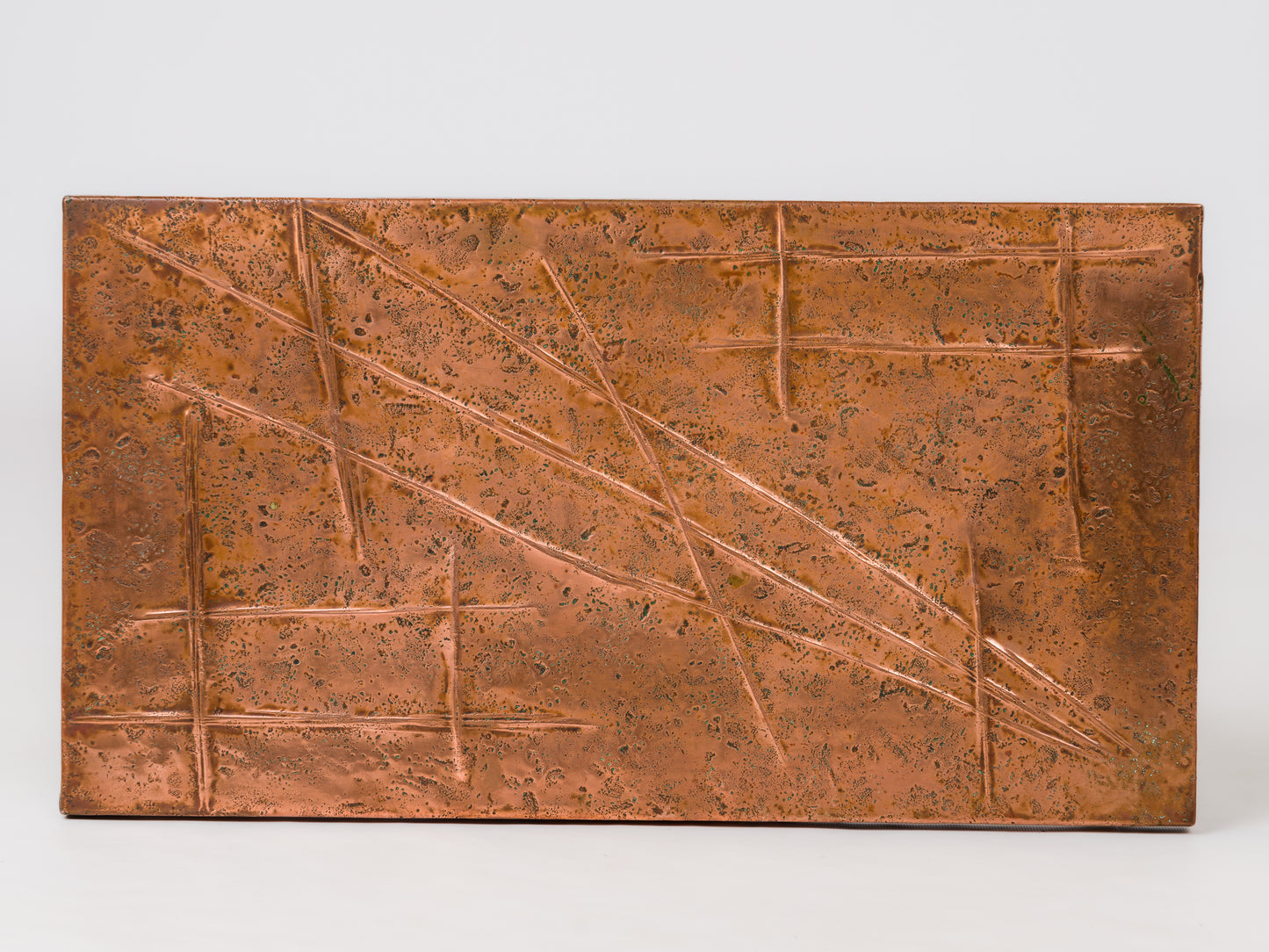Petite Etched Copper Sheet Side Table - France 1970's
