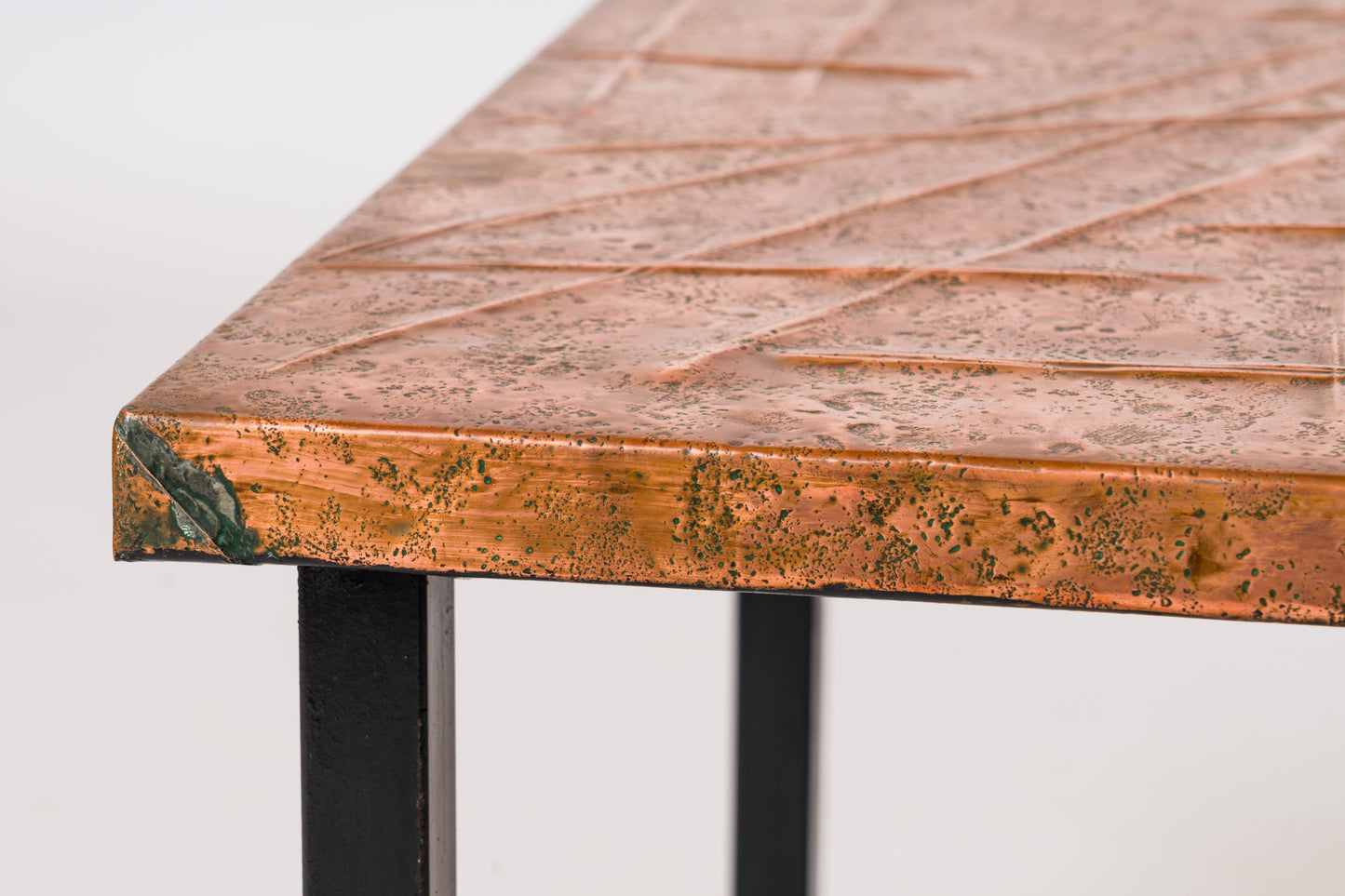 Petite Etched Copper Sheet Side Table - France 1970's