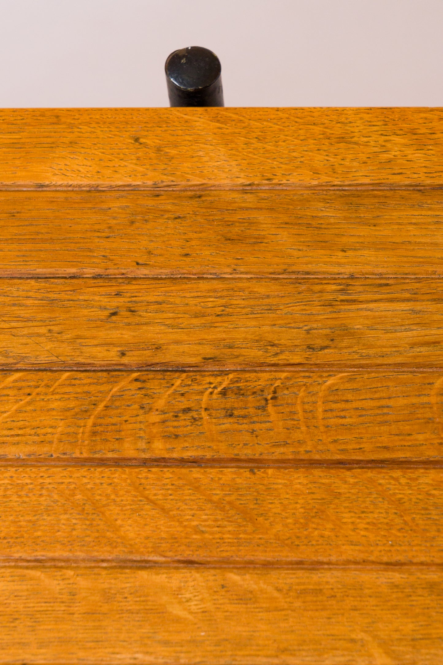 Signed Oak Slats & Lacquered Steel Coffe Table by P. Verdurier - France 1960's