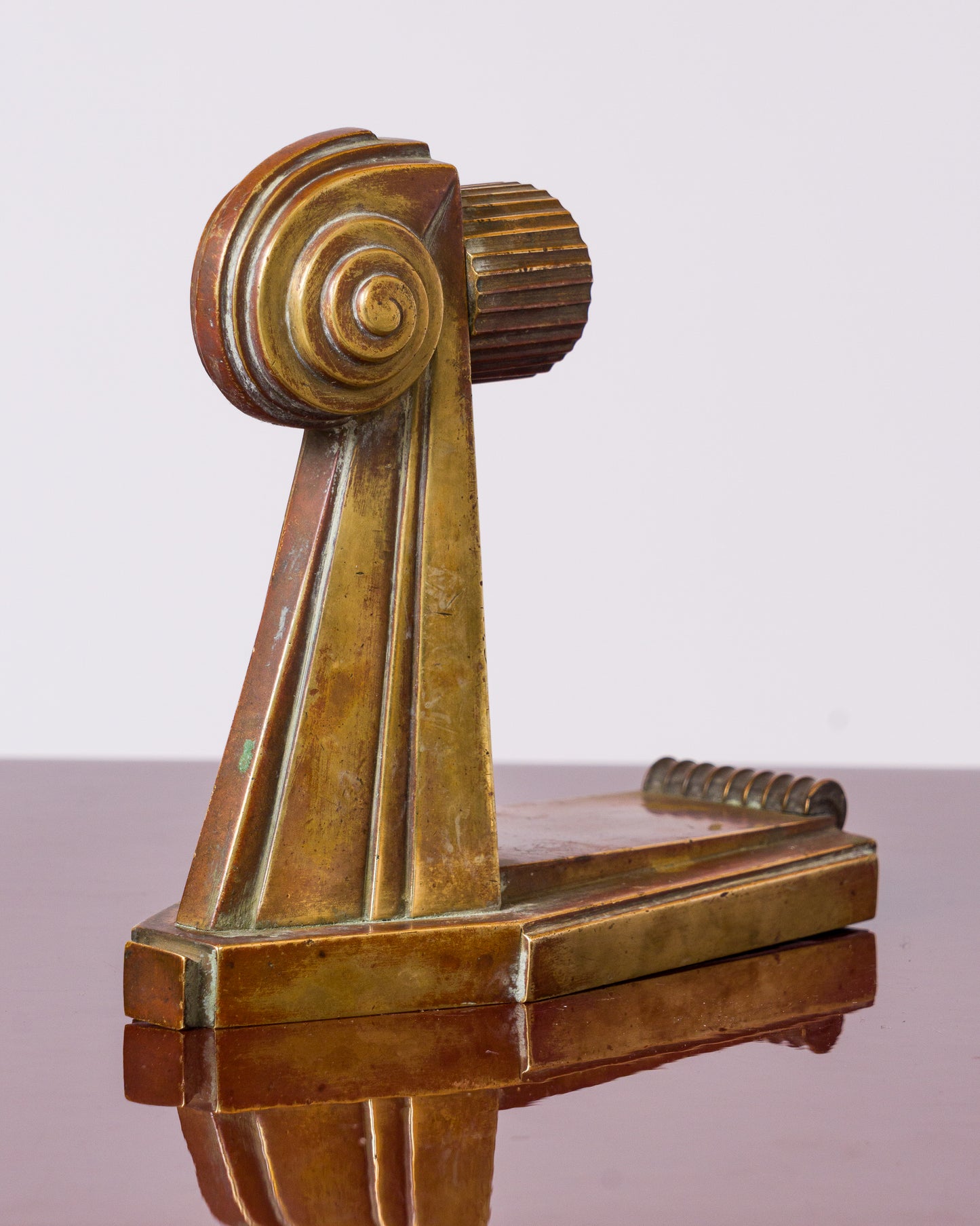 Art Deco Architectural Solid Single Bronze Sconce att. Leleu - France 1930's