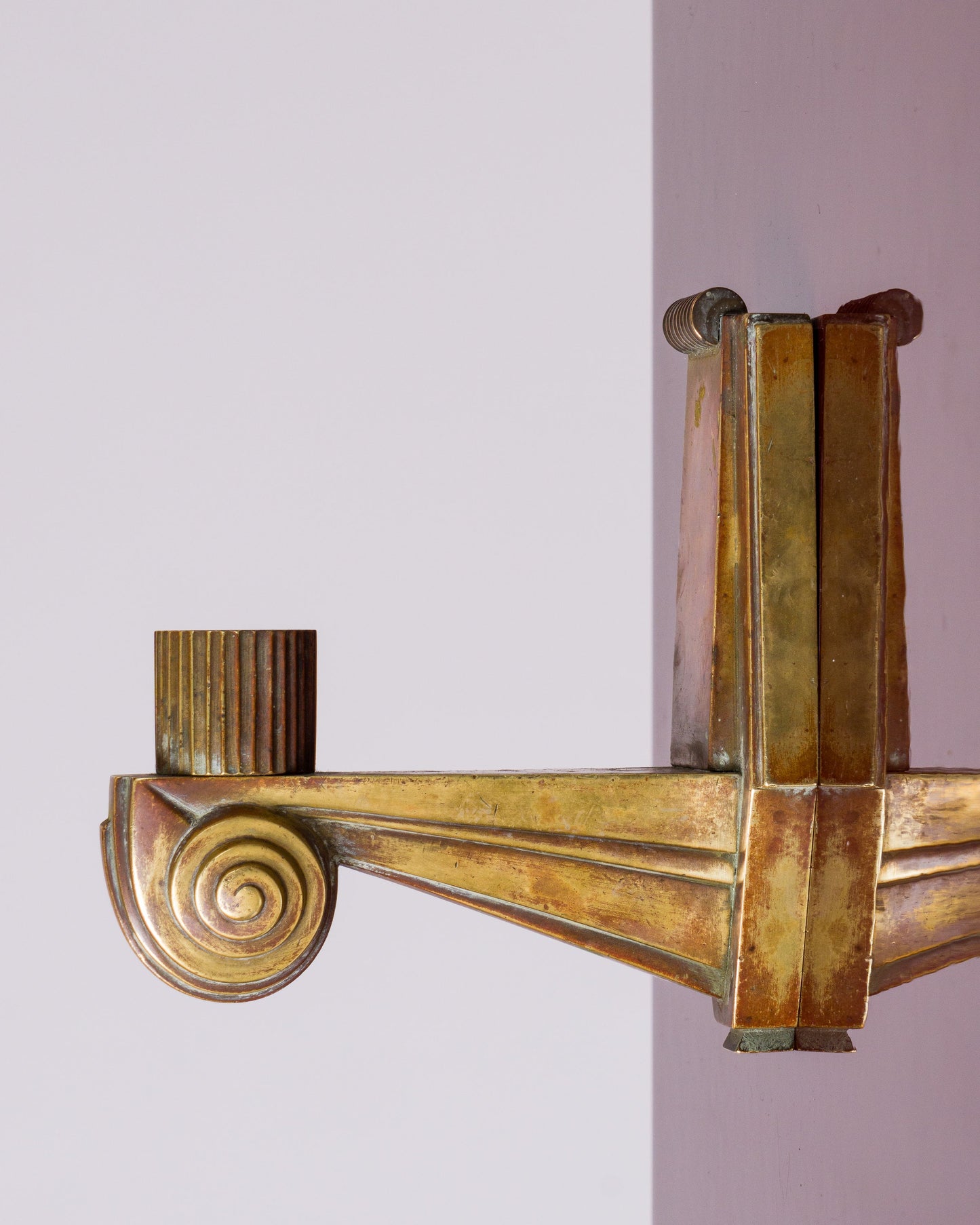 Art Deco Architectural Solid Single Bronze Sconce att. Leleu - France 1930's