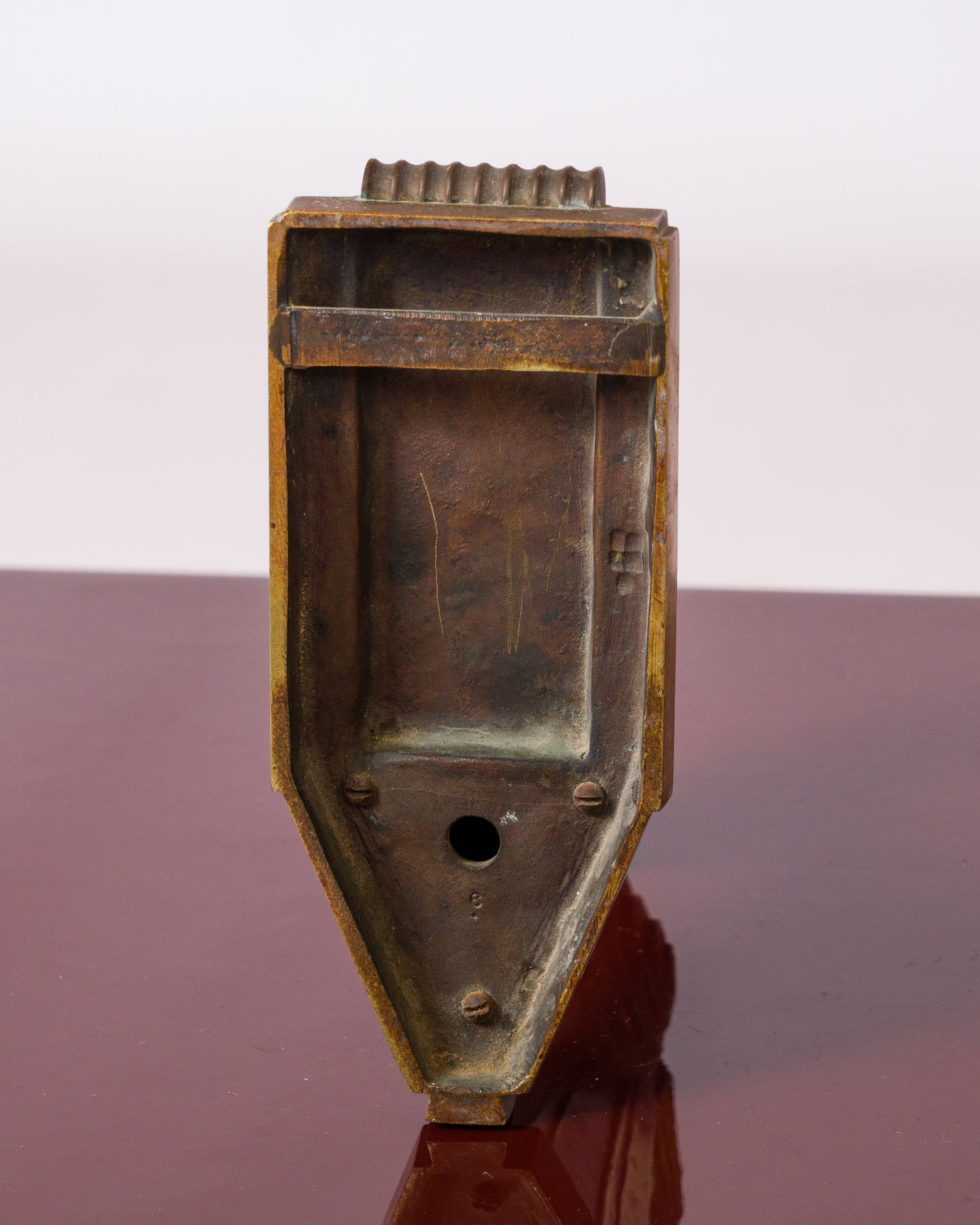 Art Deco Architectural Solid Single Bronze Sconce att. Leleu - France 1930's
