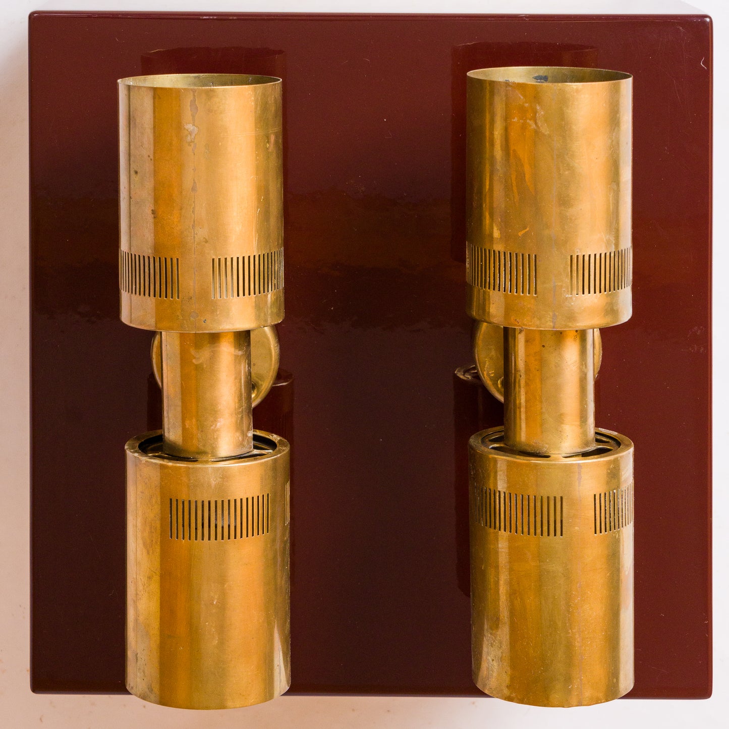 Pair of Two-Light Sconces in Patinated Brass att. Paavo Tynell - Finland 1950's