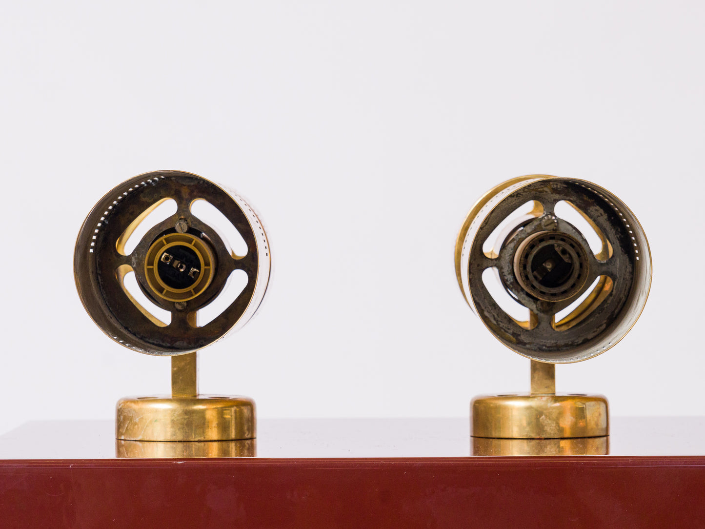 Pair of Two-Light Sconces in Patinated Brass att. Paavo Tynell - Finland 1950's