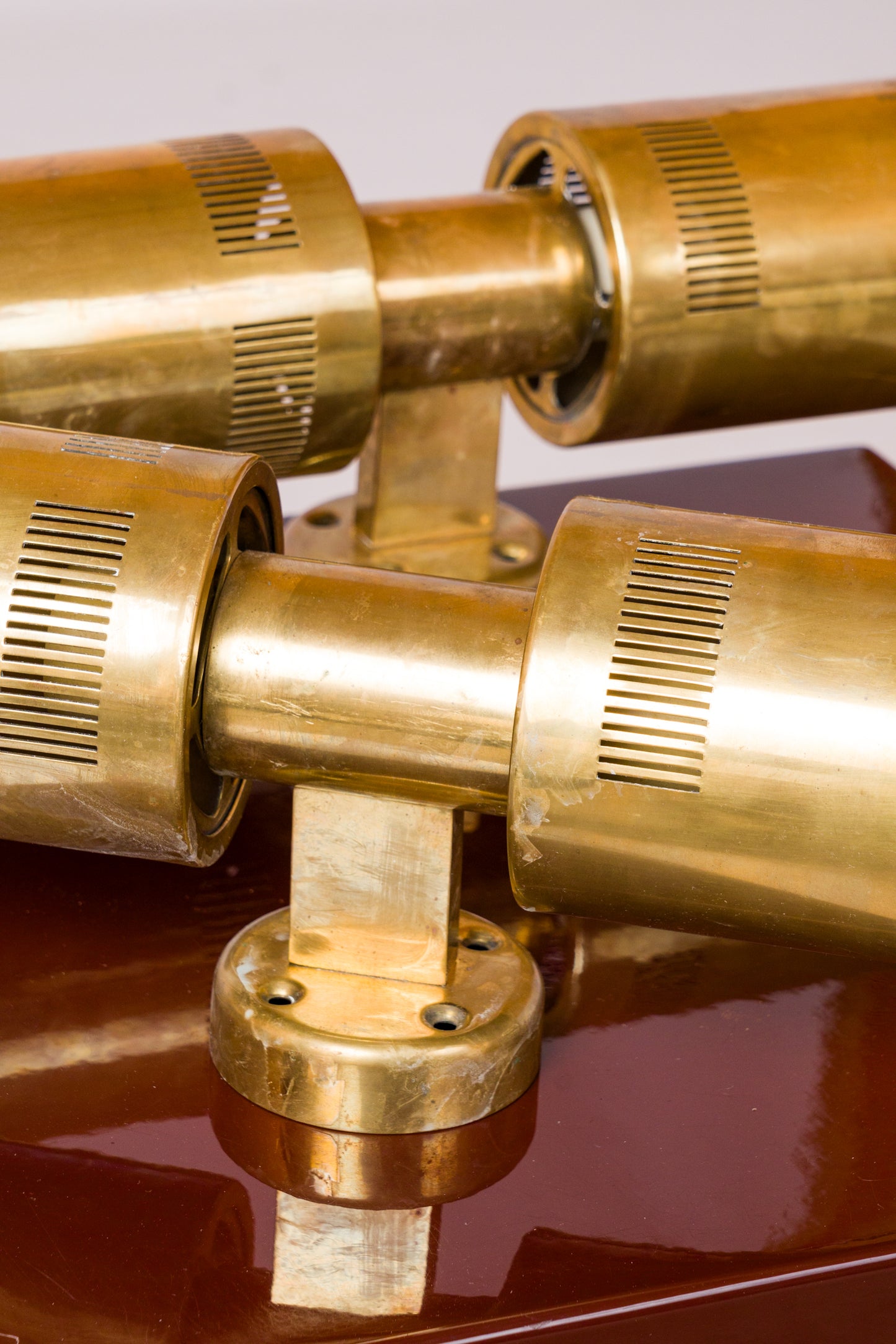 Pair of Two-Light Sconces in Patinated Brass att. Paavo Tynell - Finland 1950's