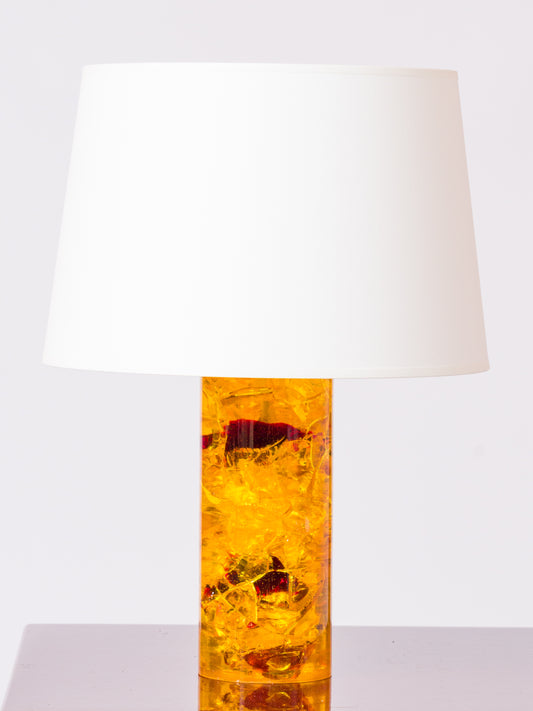 Orange & Red Fractal Resin Table Lamp att. Pierre Giraudon - France 1970's
