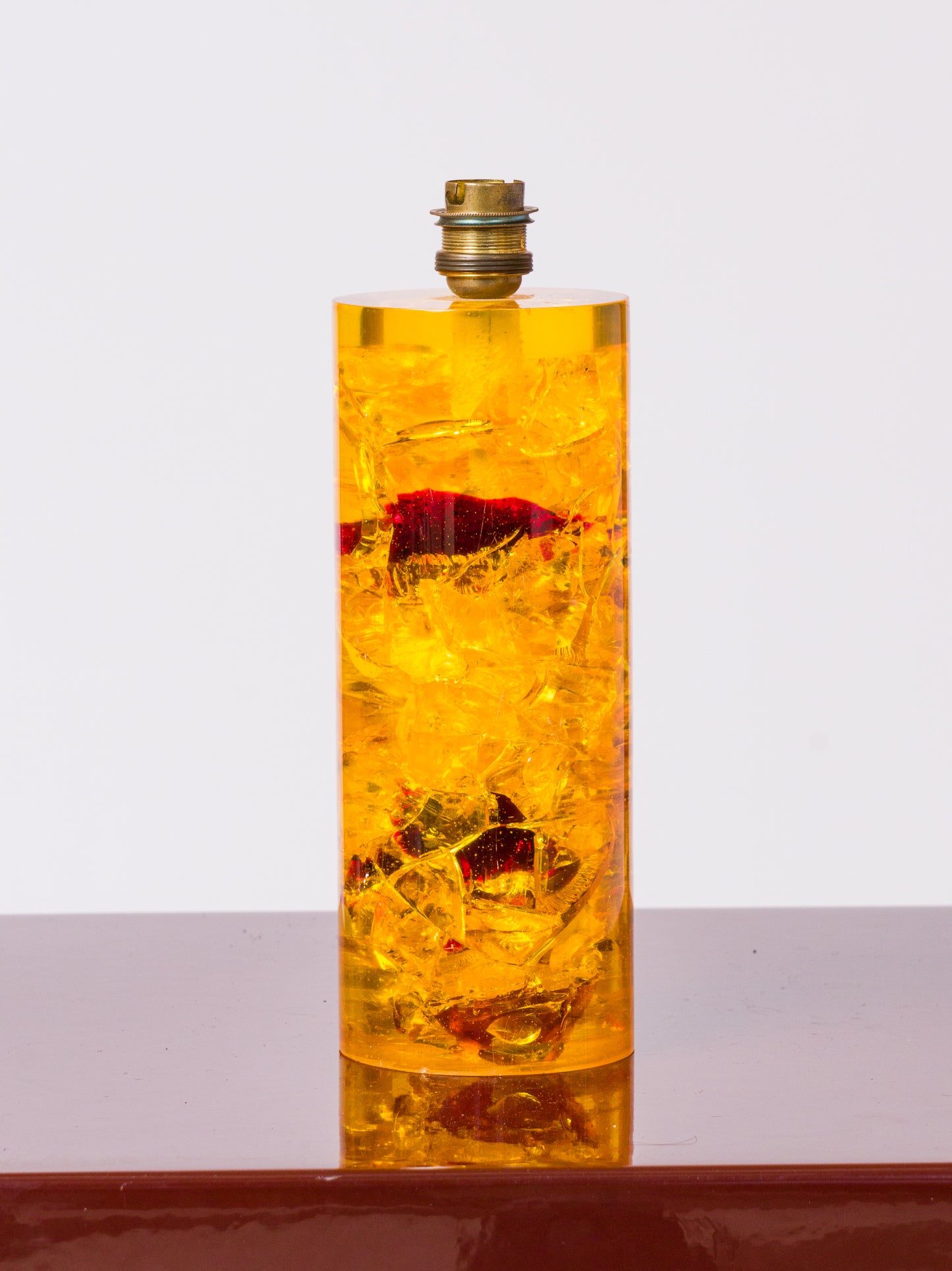 Orange & Red Fractal Resin Table Lamp att. Pierre Giraudon - France 1970's