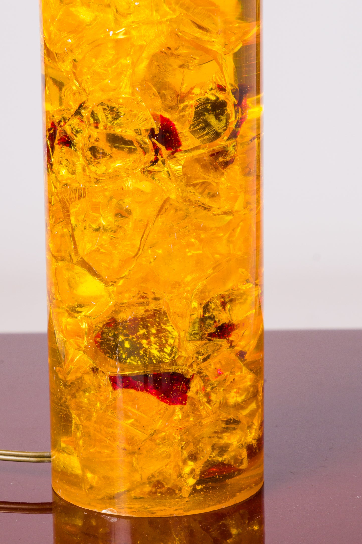 Orange & Red Fractal Resin Table Lamp att. Pierre Giraudon - France 1970's