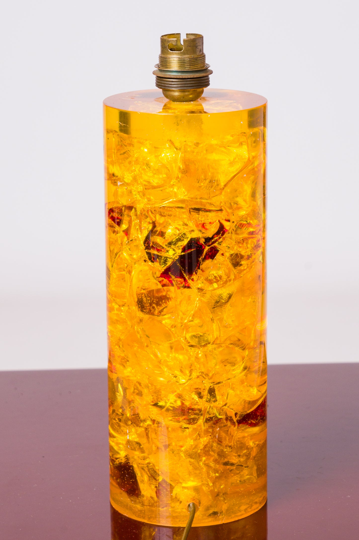 Orange & Red Fractal Resin Table Lamp att. Pierre Giraudon - France 1970's