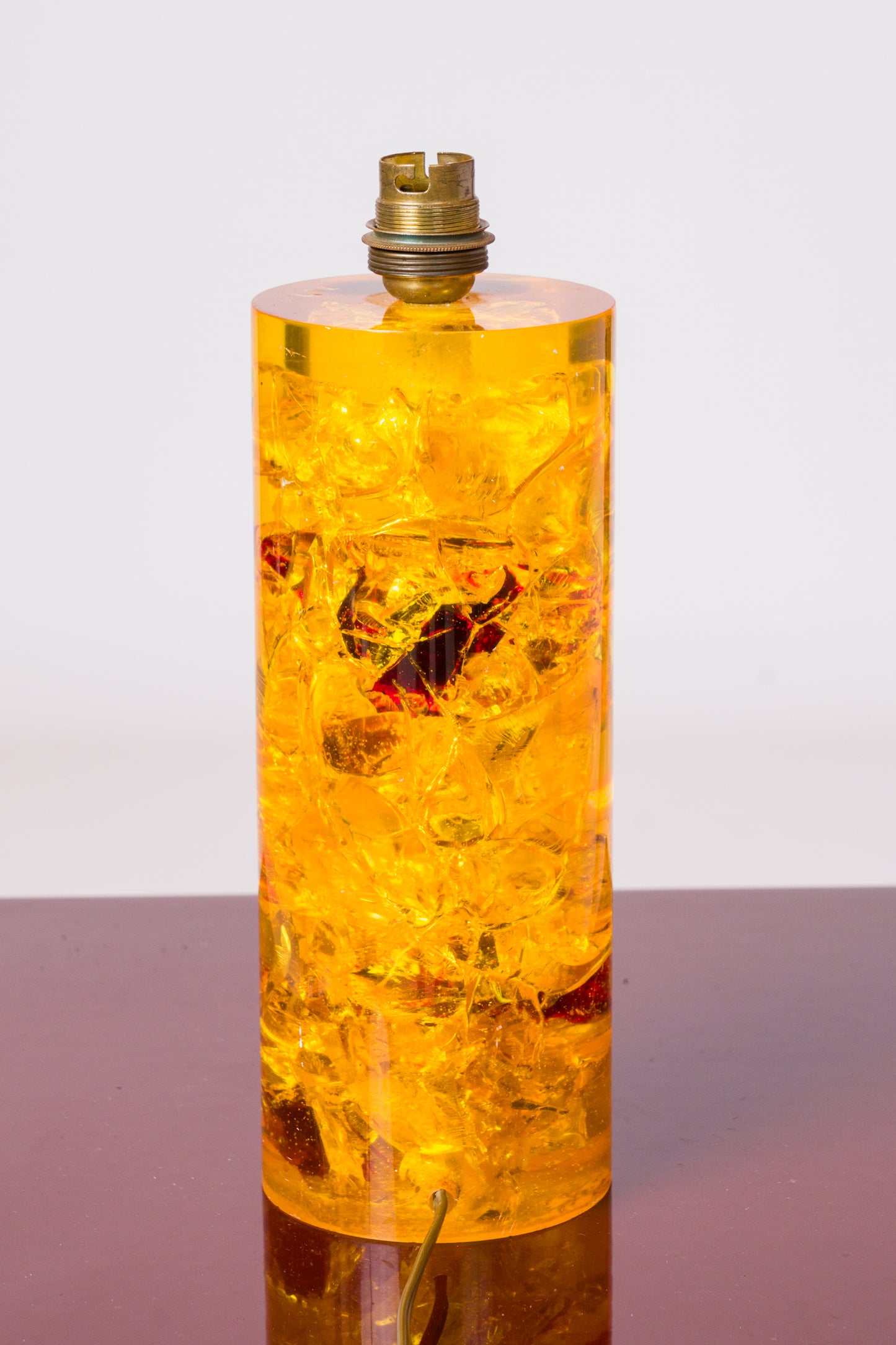 Orange & Red Fractal Resin Table Lamp att. Pierre Giraudon - France 1970's