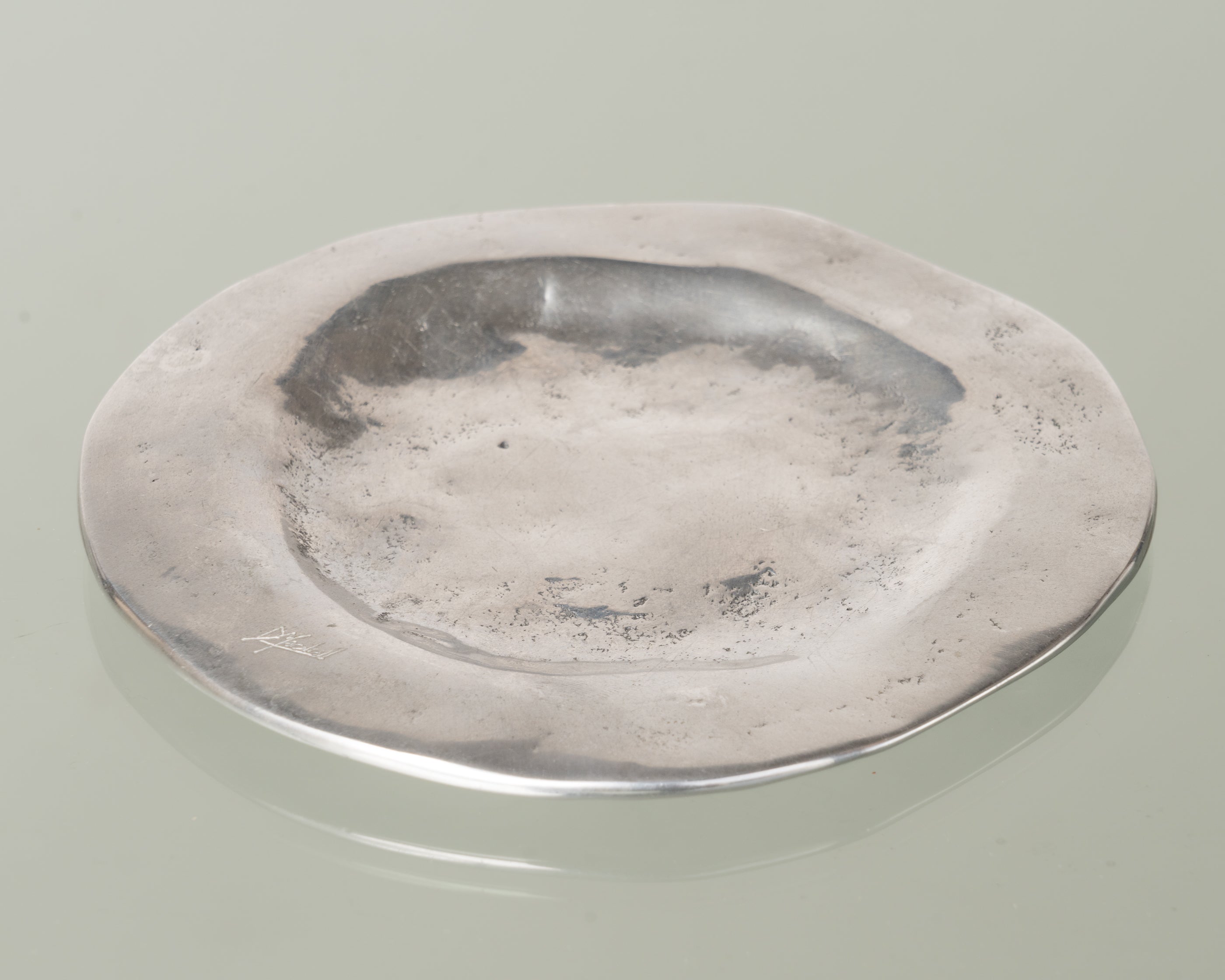 Silver color petite Vide Poches dish by David Marshall - Spain 1980's