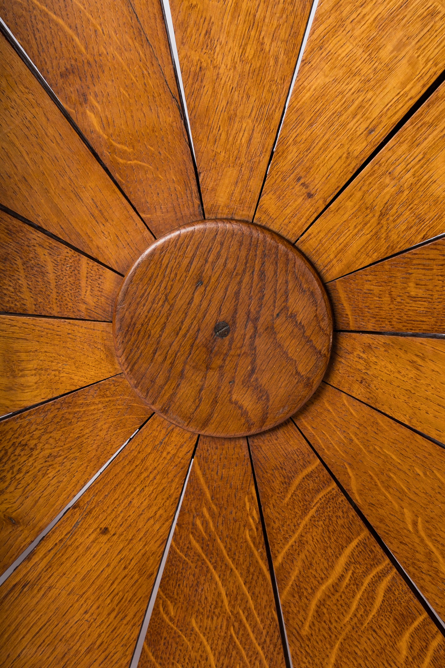 Daisy Shaped Oak Slats Round Coffee Table - France 1950's