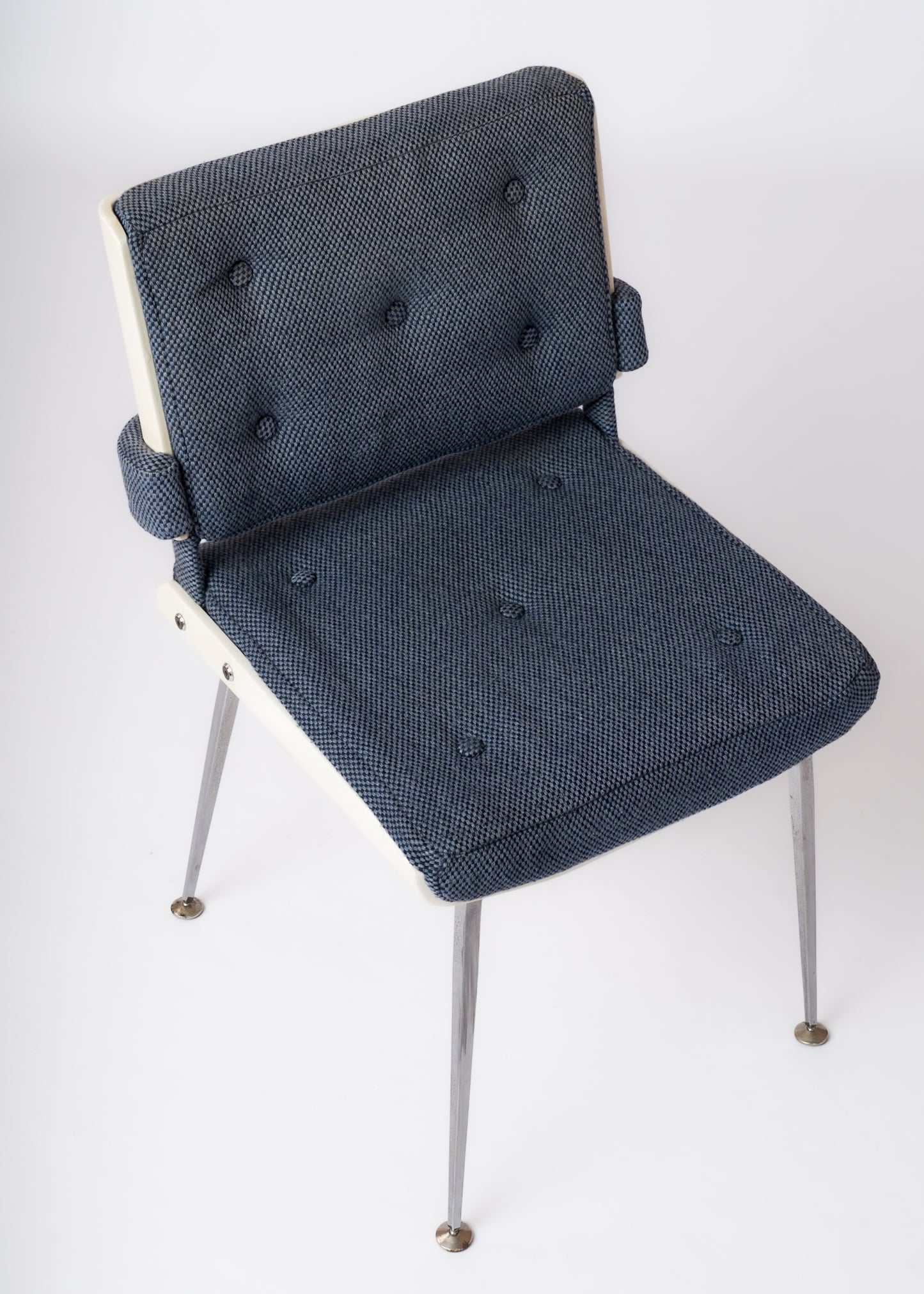 Chrome & White Lacquered Wood Studio Chair by Alain Richard - France 1960's