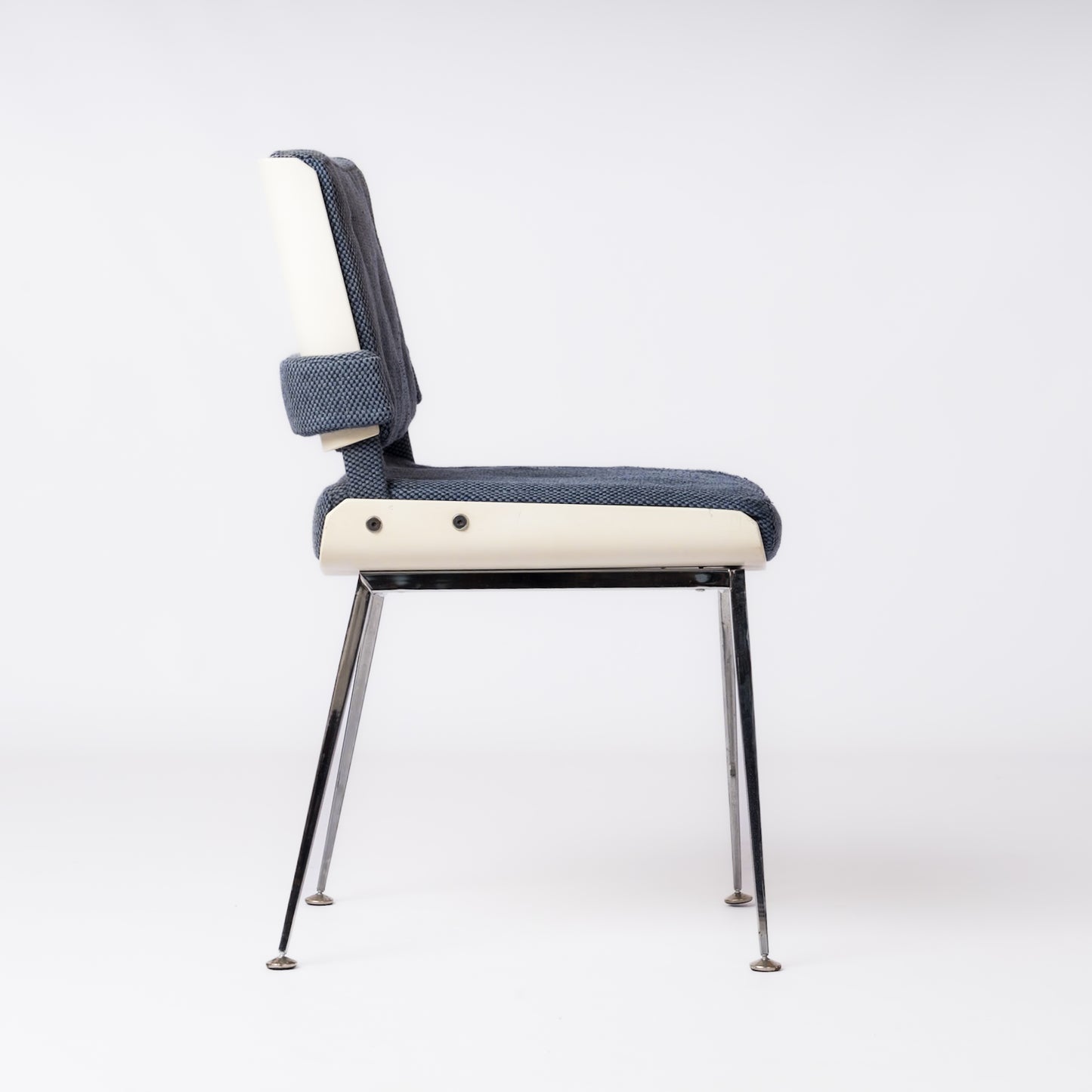 Chrome & White Lacquered Wood Studio Chair by Alain Richard - France 1960's
