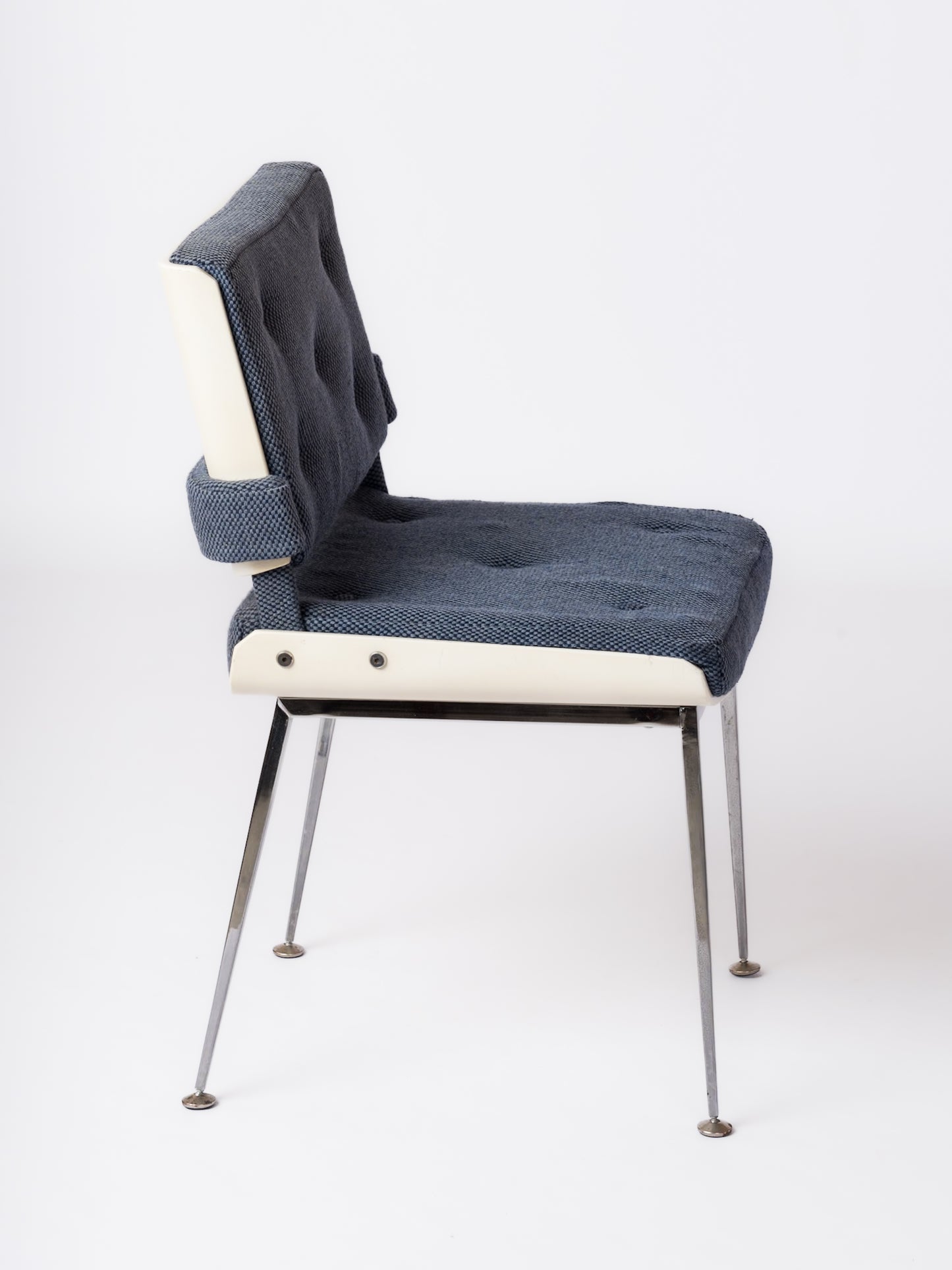 Chrome & White Lacquered Wood Studio Chair by Alain Richard - France 1960's