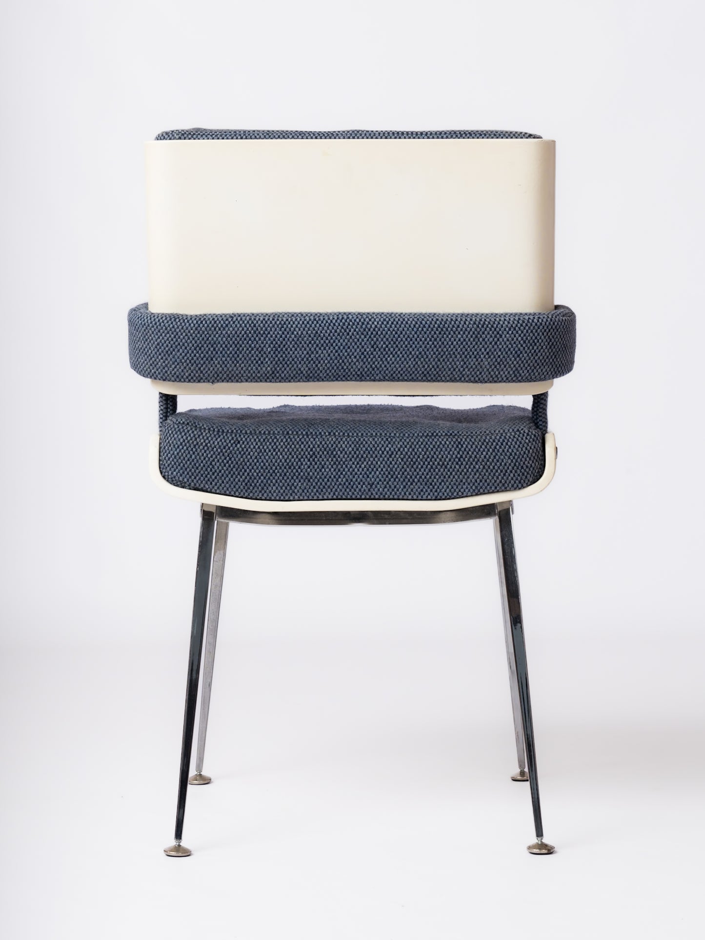 Chrome & White Lacquered Wood Studio Chair by Alain Richard - France 1960's