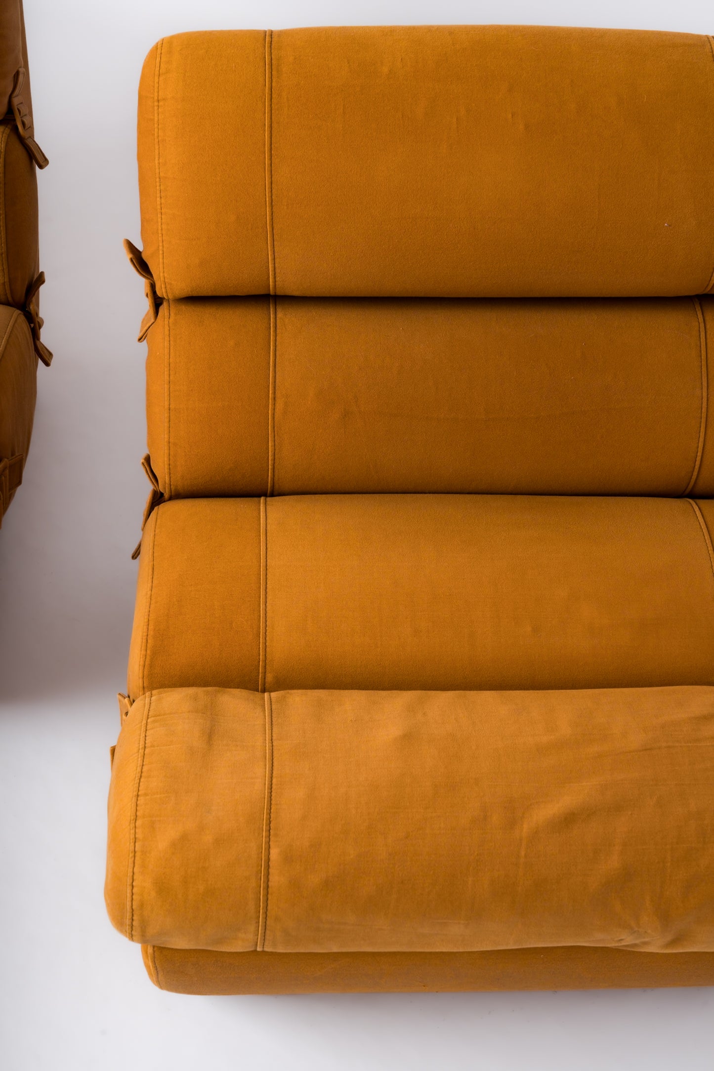 Pair of Seventies Sectional Cushions Slipper Chairs - France 1970's