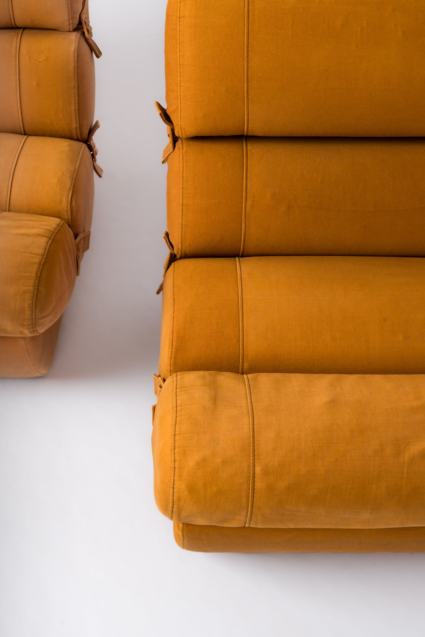 Pair of Seventies Sectional Cushions Slipper Chairs - France 1970's