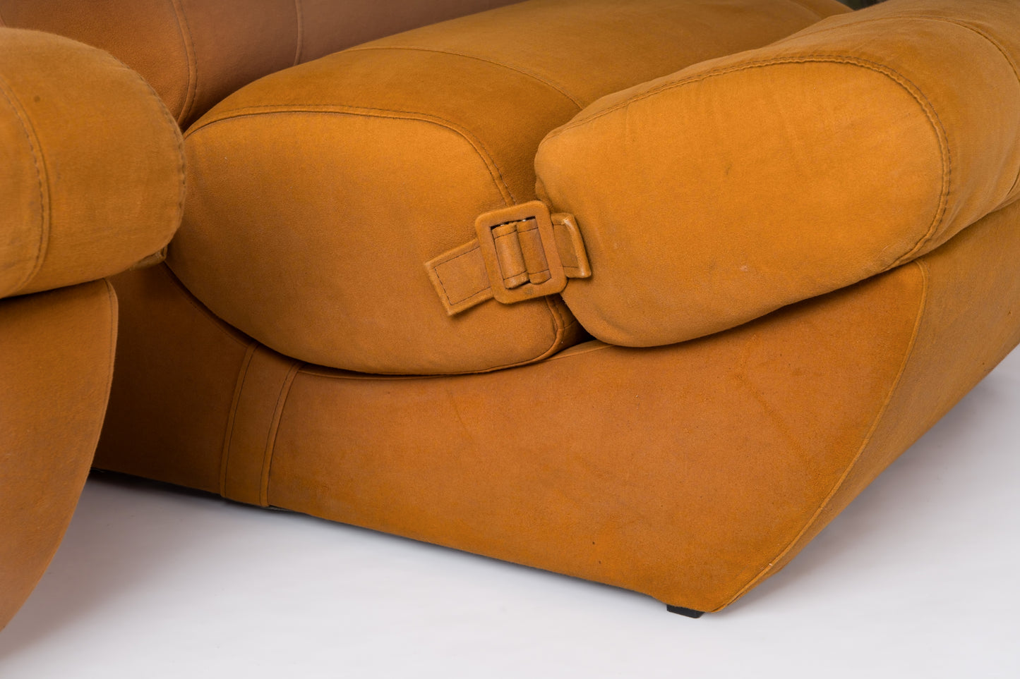 Pair of Seventies Sectional Cushions Slipper Chairs - France 1970's