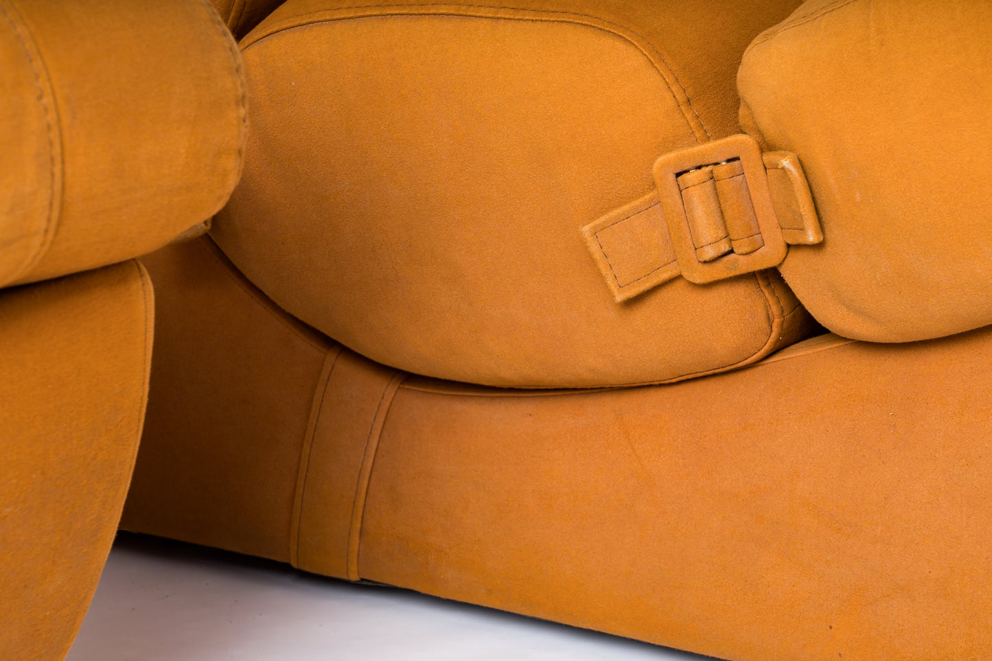 Pair of Seventies Sectional Cushions Slipper Chairs - France 1970's