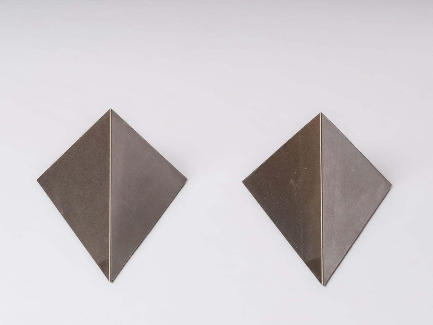 Post Modern Minimalist Triangle Shaped Stainless Steel Sconces - France 1970's