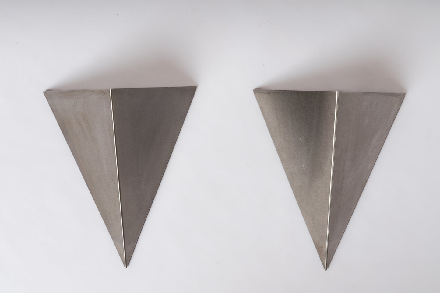 Post Modern Minimalist Triangle Shaped Stainless Steel Sconces - France 1970's