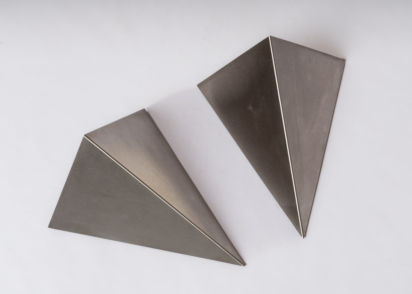 Post Modern Minimalist Triangle Shaped Stainless Steel Sconces - France 1970's