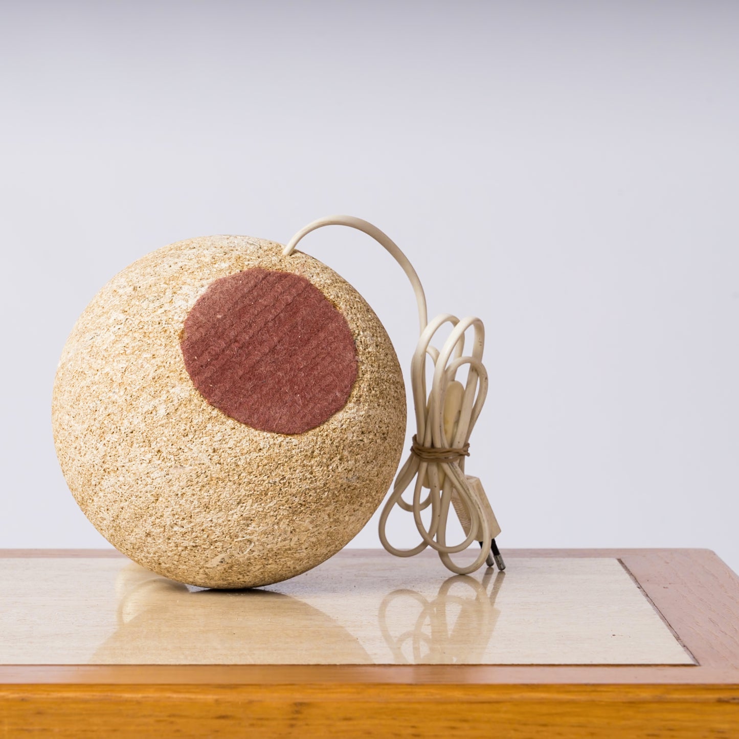 Petite Ball Shaped Gard Limestone Table Lamp - France 1970's