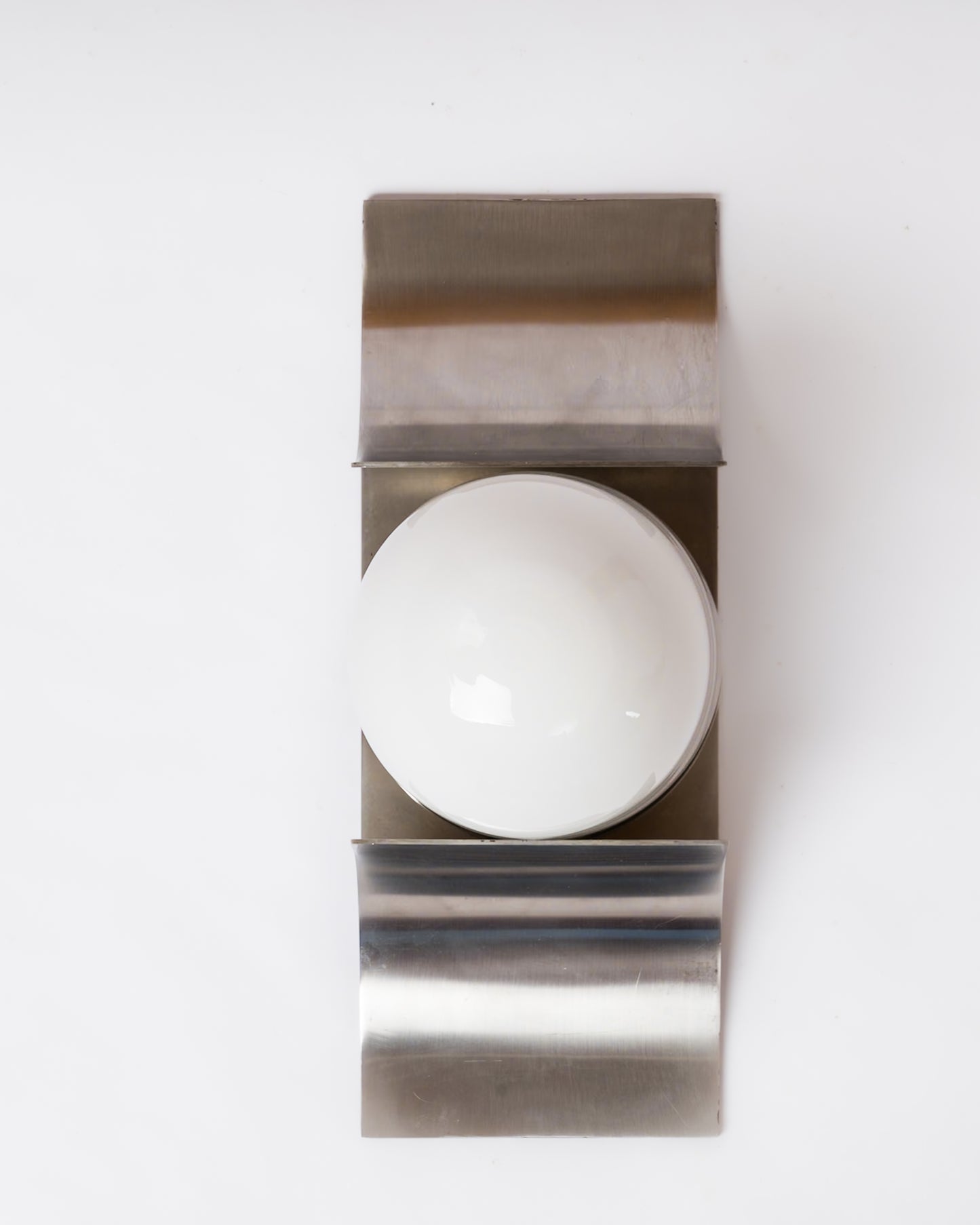 Single Stainless Steel & Opaline Wall Light by Jordi Vilanova - Spain 1960's