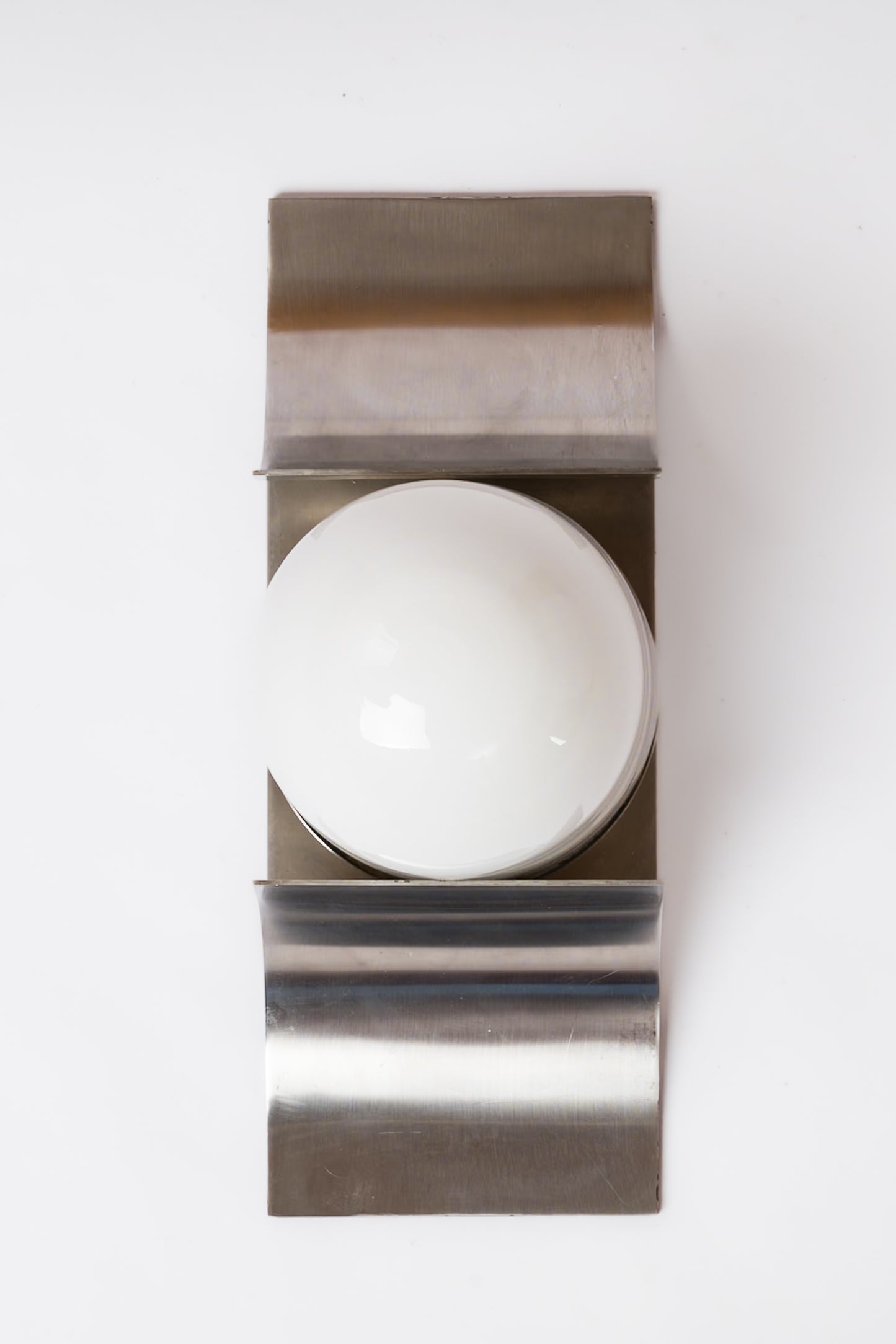 Single Stainless Steel & Opaline Wall Light by Jordi Vilanova - Spain 1960's