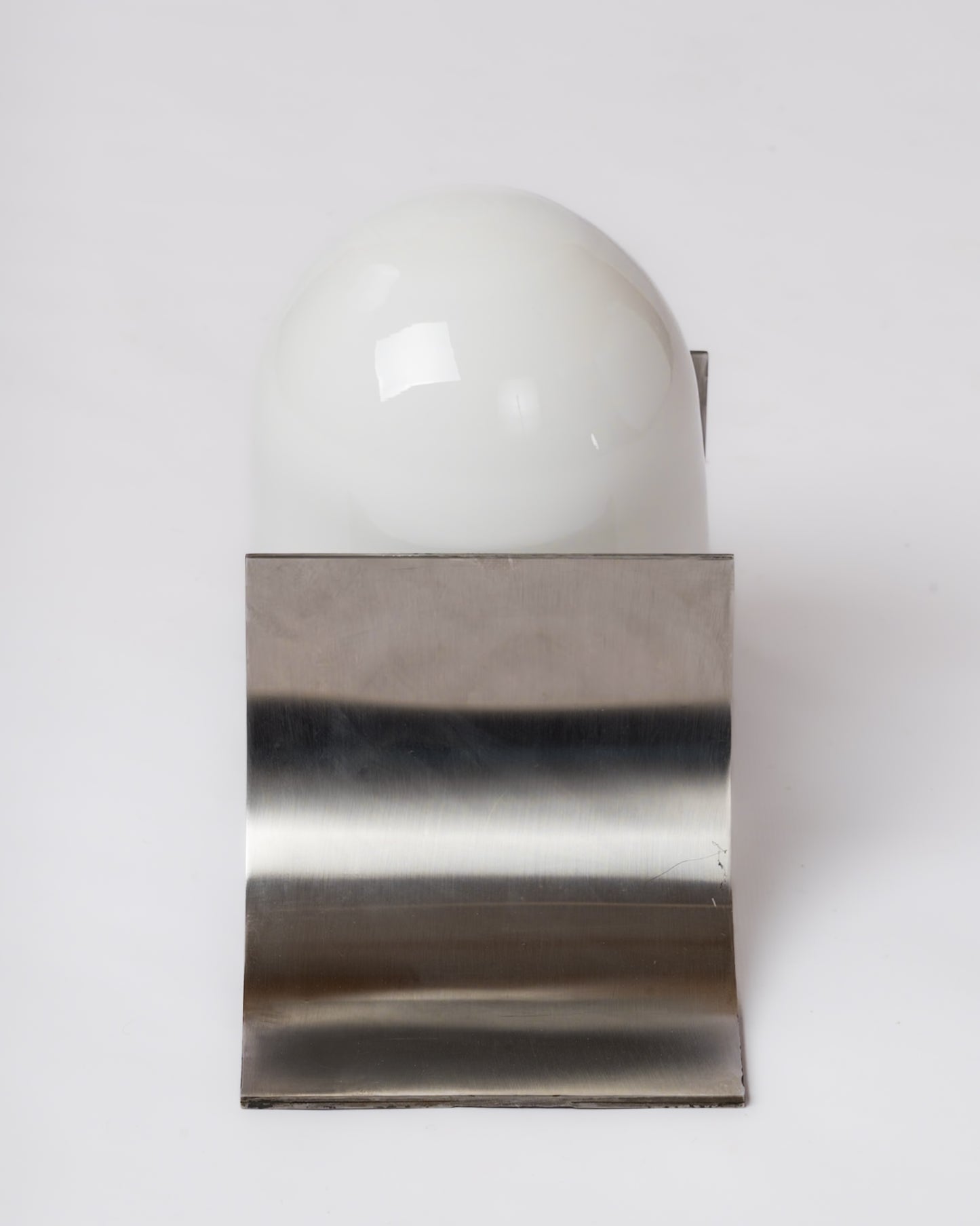 Single Stainless Steel & Opaline Wall Light by Jordi Vilanova - Spain 1960's
