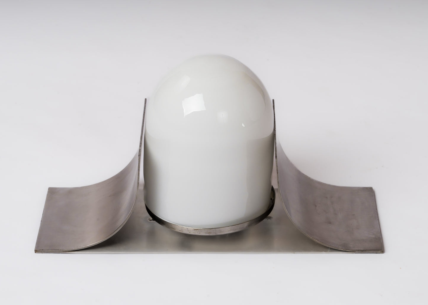 Single Stainless Steel & Opaline Wall Light by Jordi Vilanova - Spain 1960's