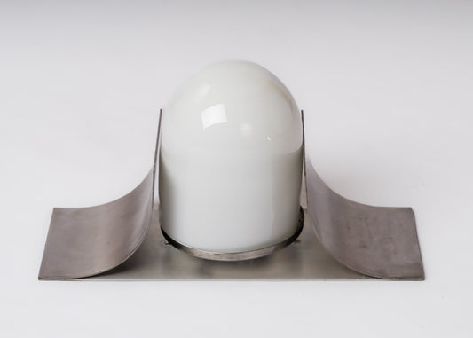 Single Stainless Steel & Opaline Wall Light by Jordi Vilanova - Spain 1960's