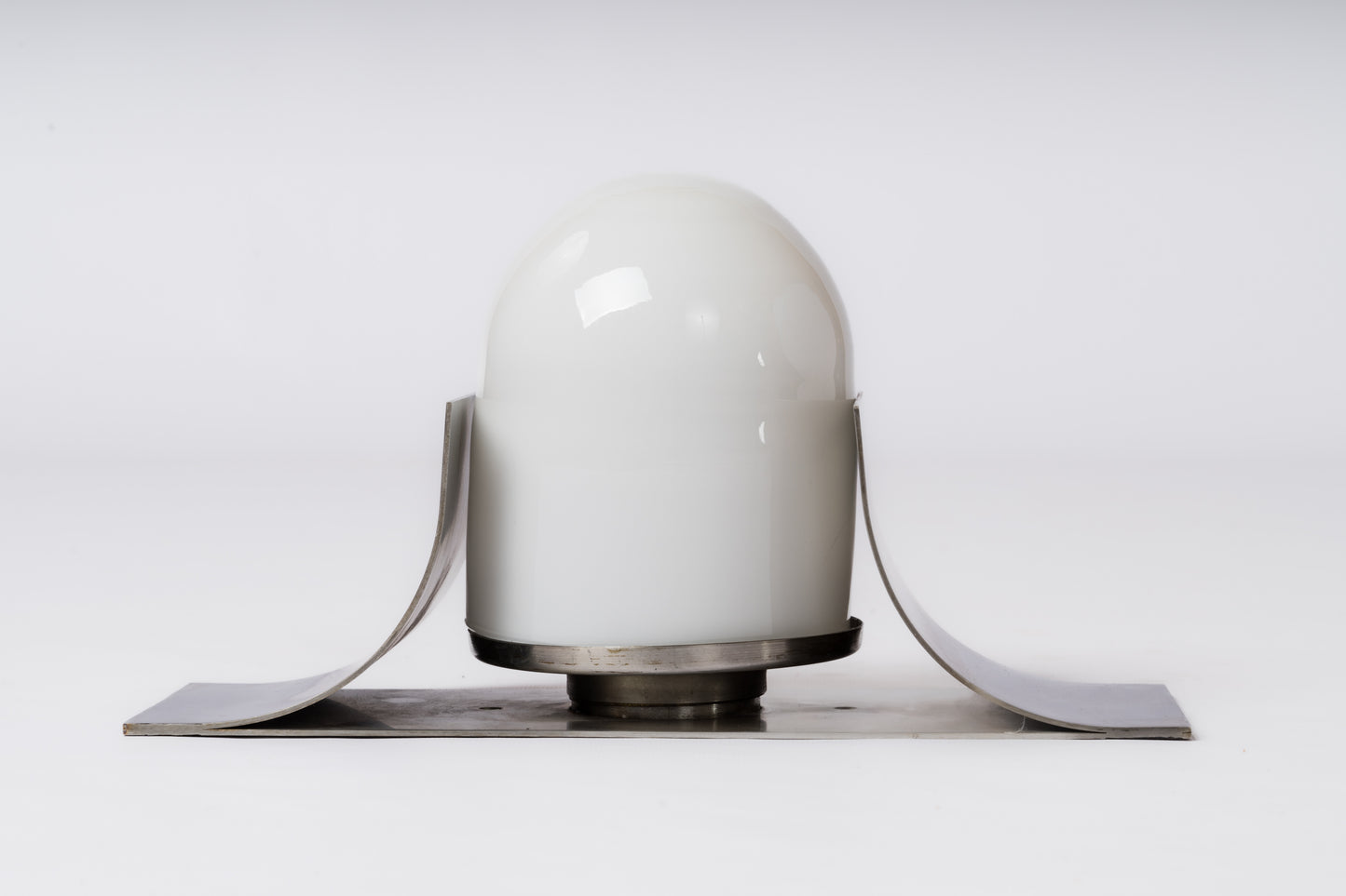 Single Stainless Steel & Opaline Wall Light by Jordi Vilanova - Spain 1960's