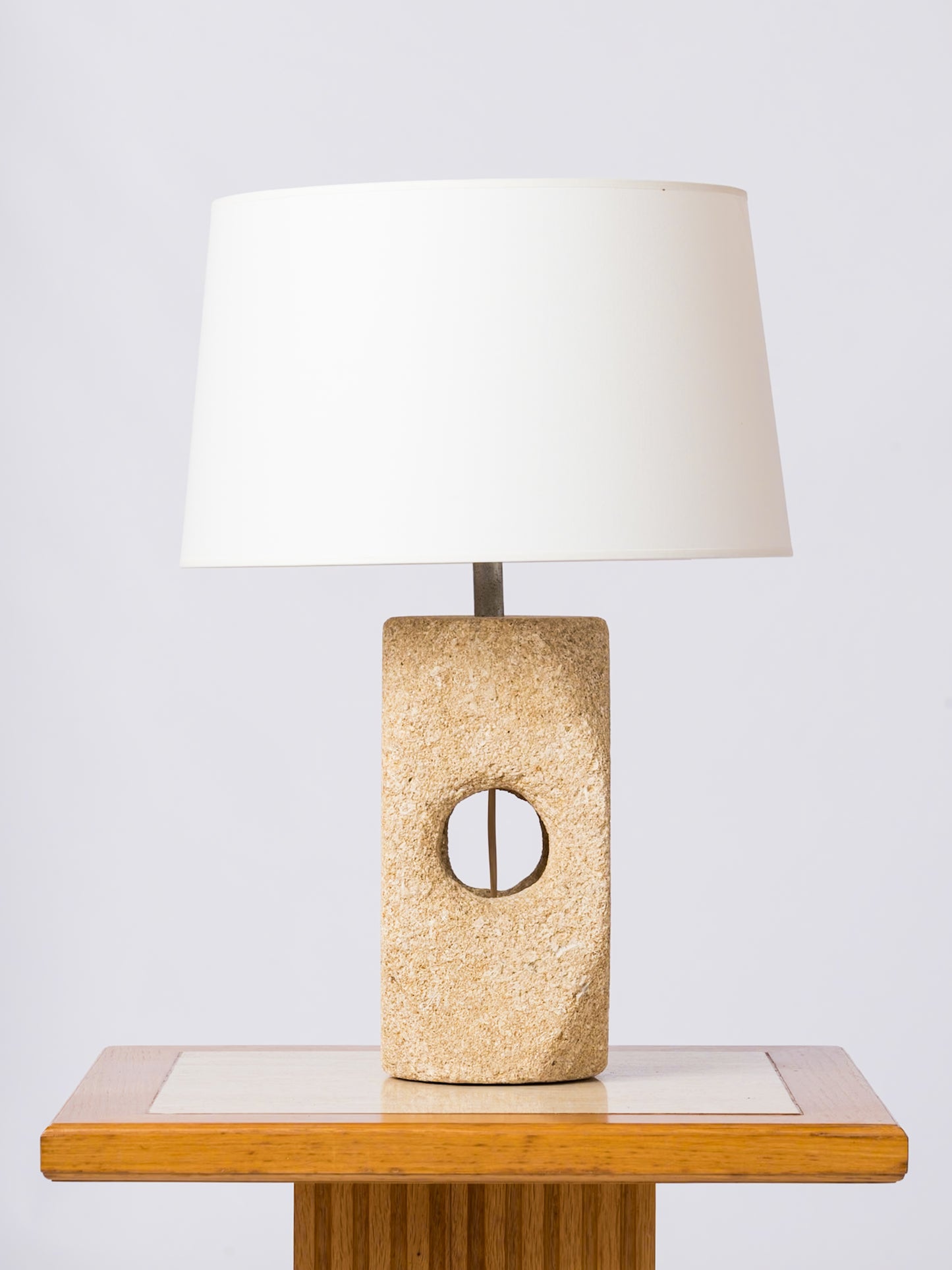 Pierre du Gard Hollow Stone Table Lamp by Albert Tormos - France 1970's