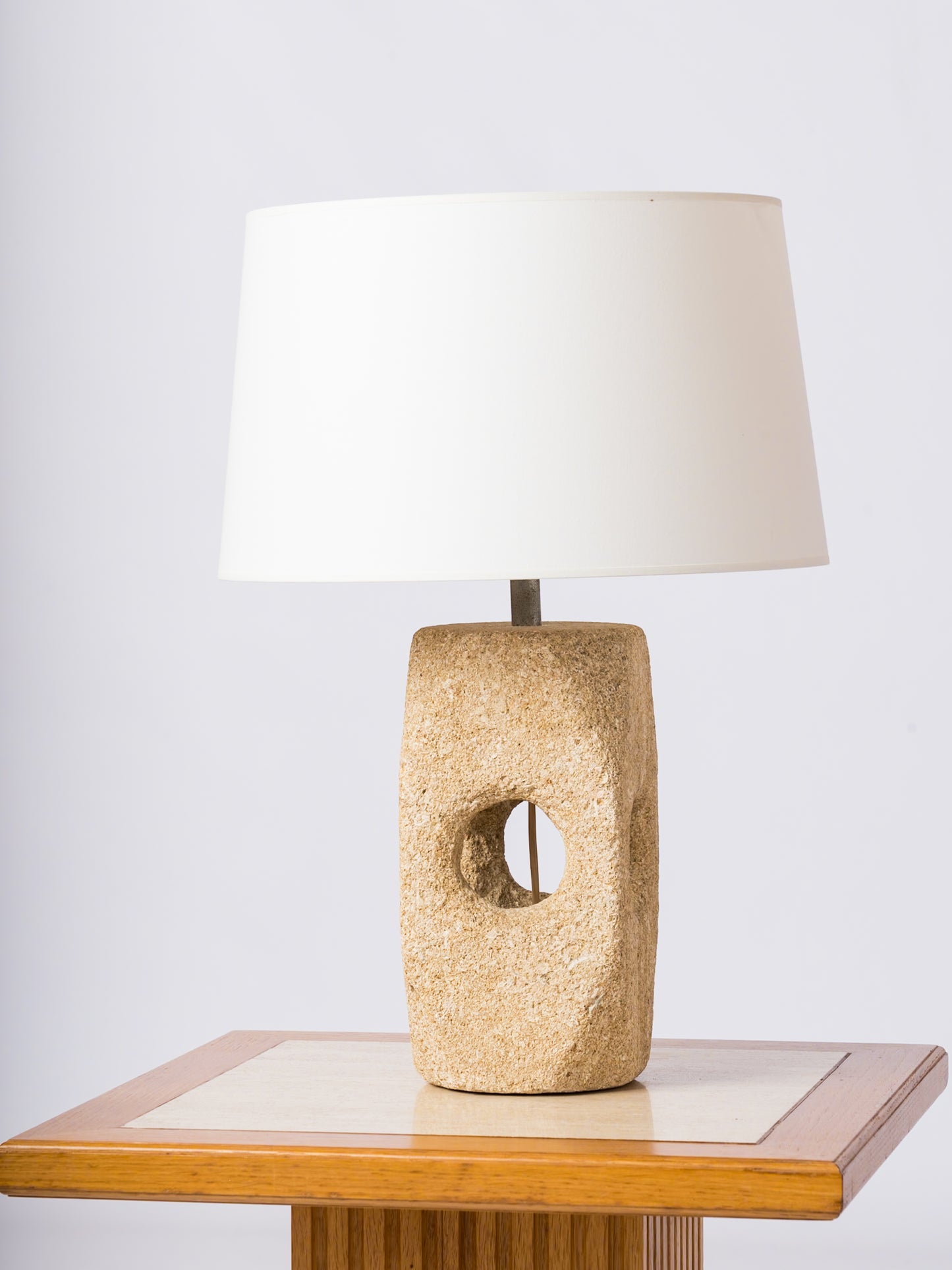 Pierre du Gard Hollow Stone Table Lamp by Albert Tormos - France 1970's