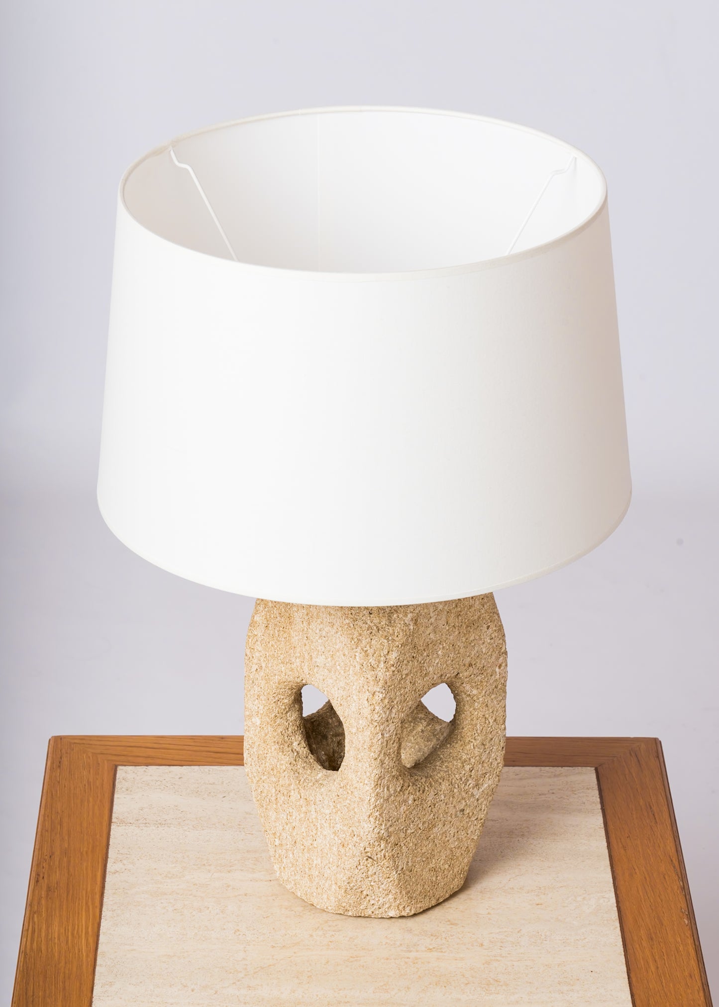 Pierre du Gard Hollow Stone Table Lamp by Albert Tormos - France 1970's